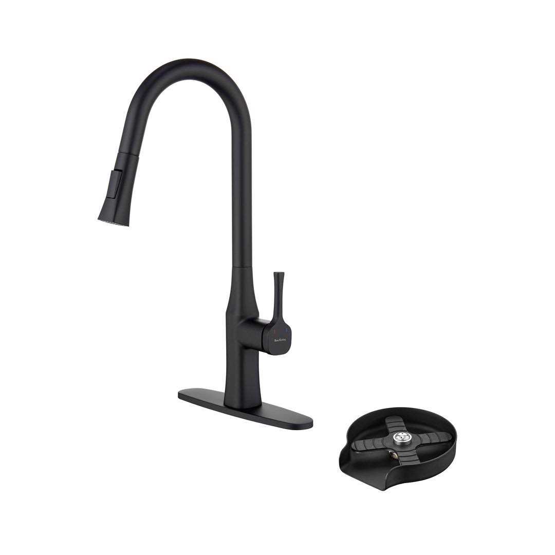 Boyel Living Single Handle No Sensor Pull Down Sprayer Kitchen Faucet with Deckplate Included and Glass Rinser BL-D3541-B - Cheap Fitting
