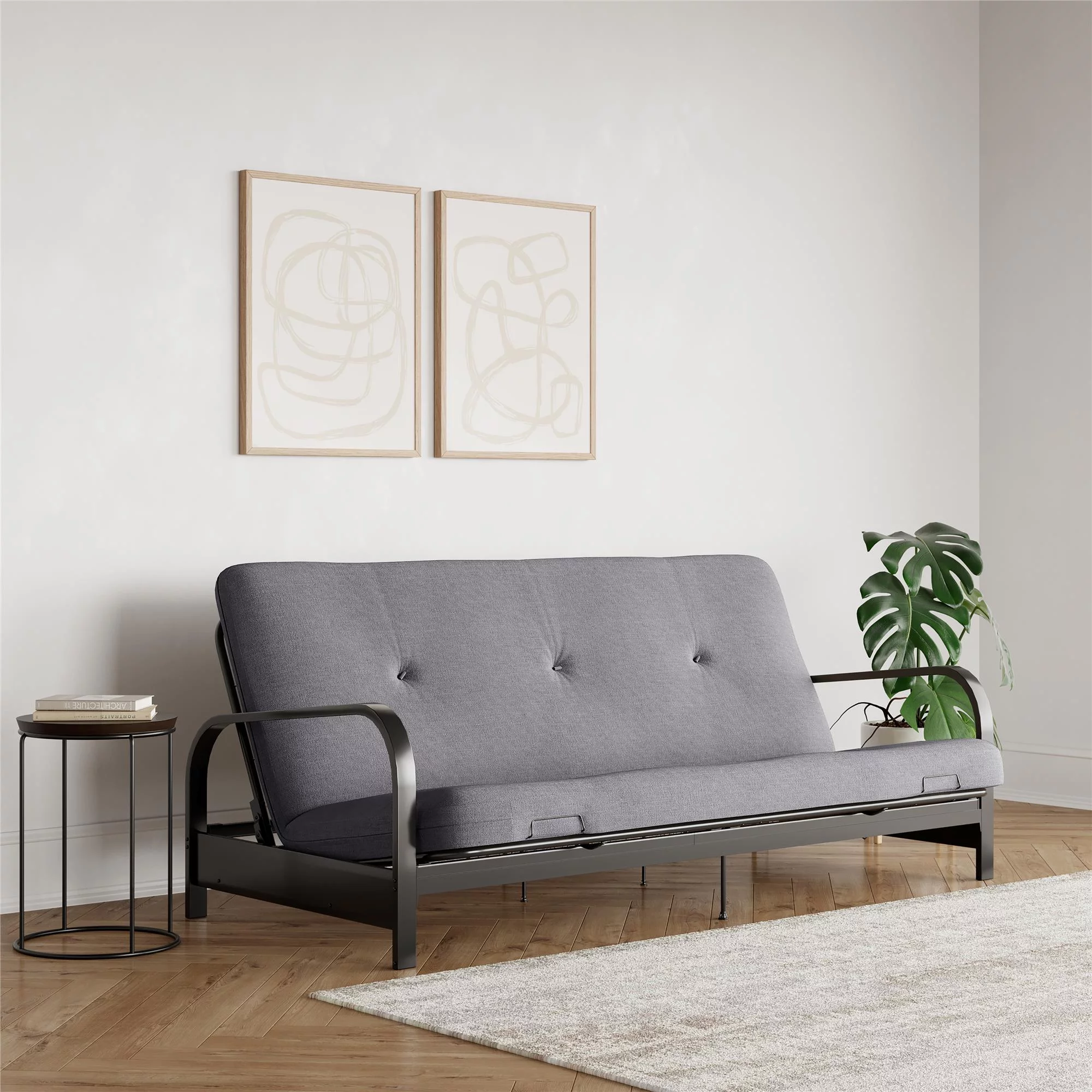 Caddie 6-Inch Futon Mattress with Tufted Cover and Recycled Polyester Fill, Full, Light Gray Linen - Cheap Fitting