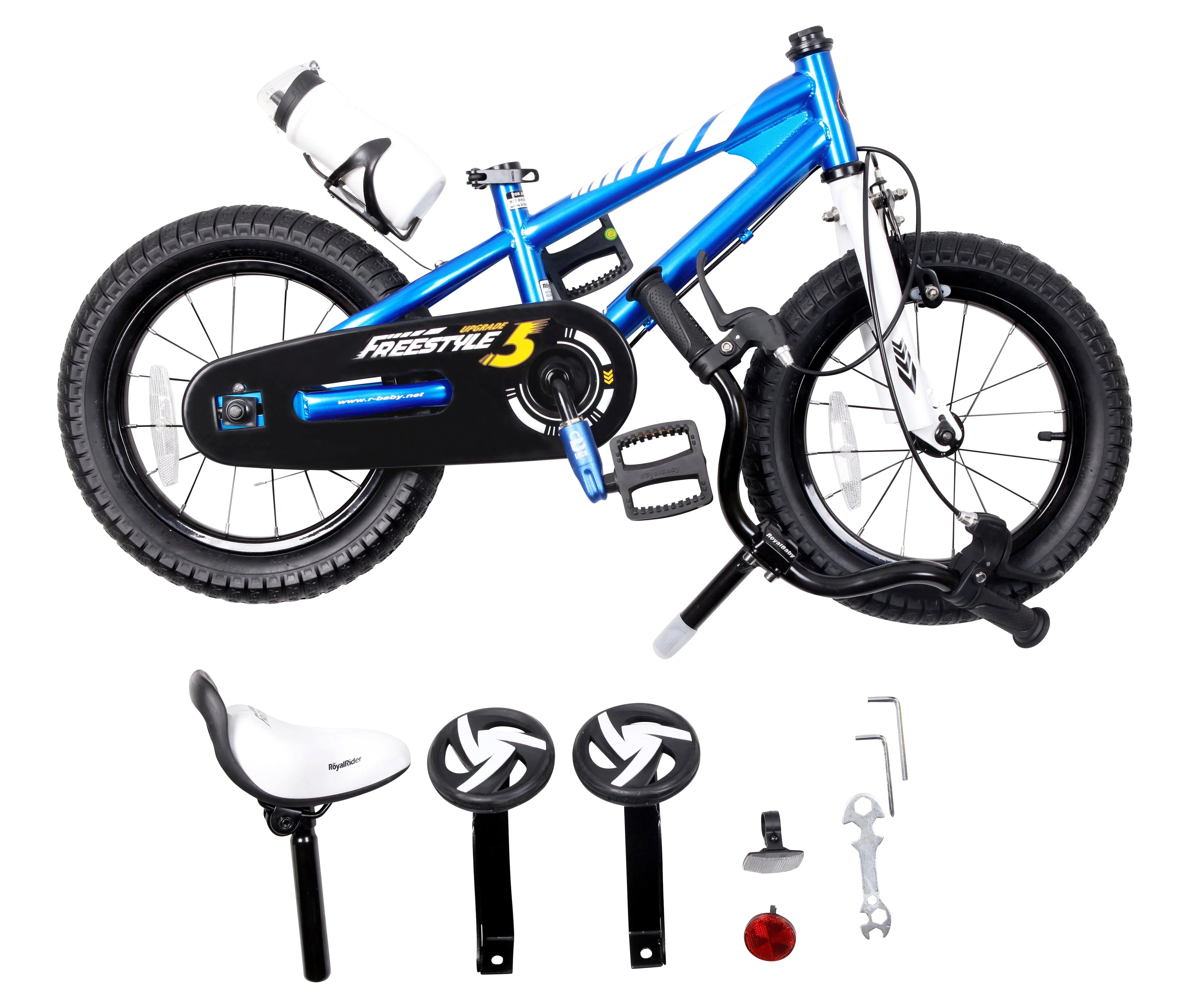 Royalbaby Freestyle 14 In Blue Kids Bike Boys and Girls Bike Two hands brakes - Cheap Fitting