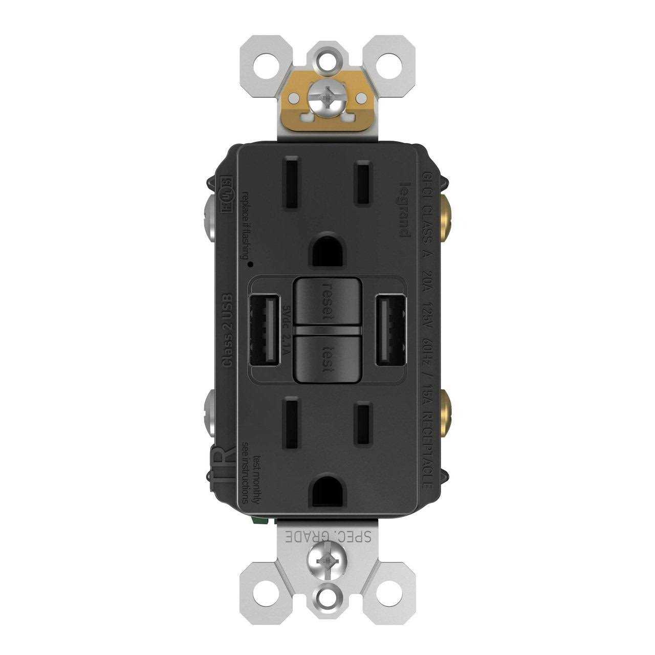 Legrand radiant USB GFCI Outlet 15A Tamper-Resistant 1597TRUSBAABK - Cheap Fitting