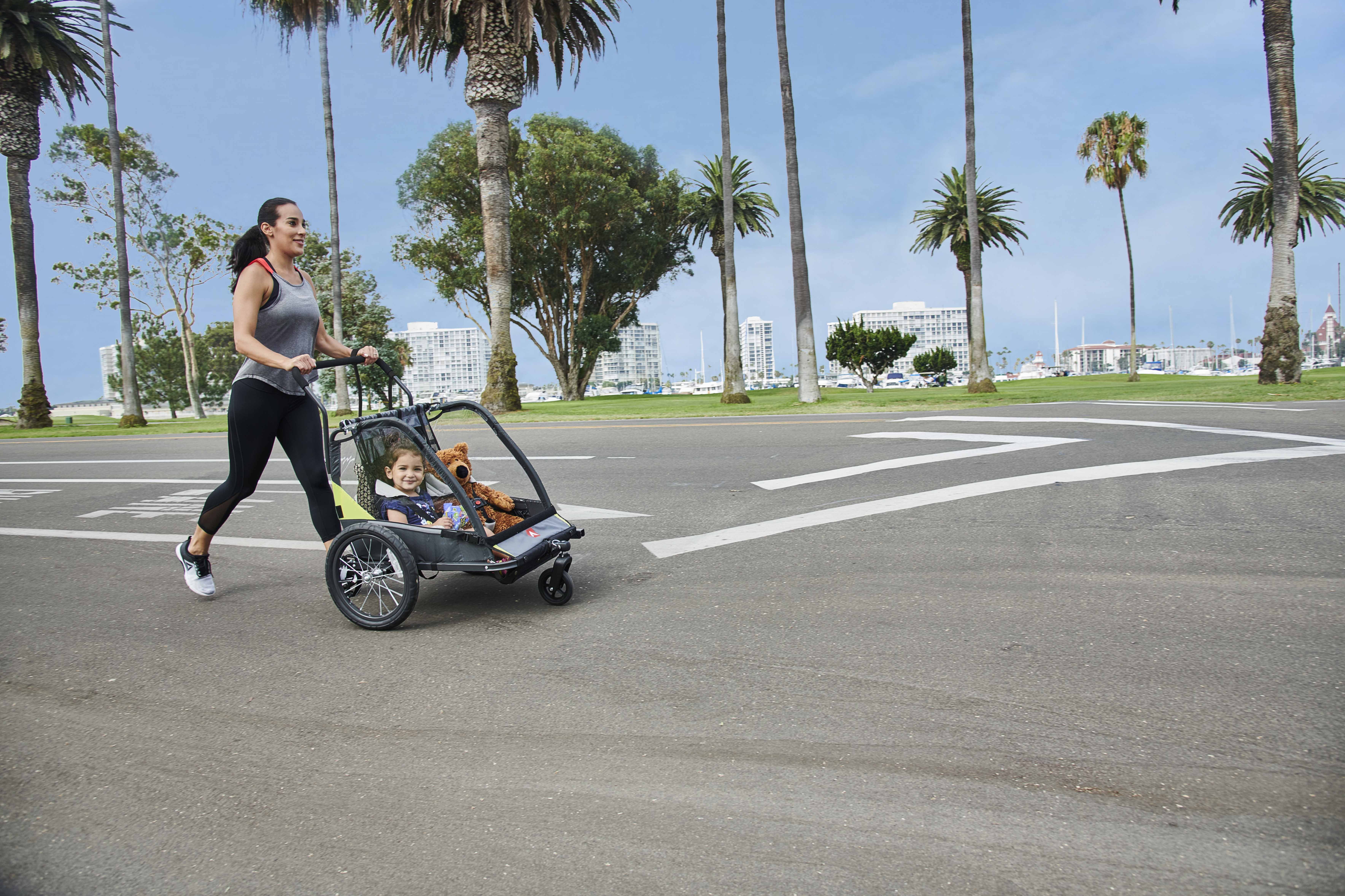 Allen Sports Deluxe 2-Child Bicycle Trailer & Stroller, max capacity 100 lbs, Model AS2, Green - Cheap Fitting