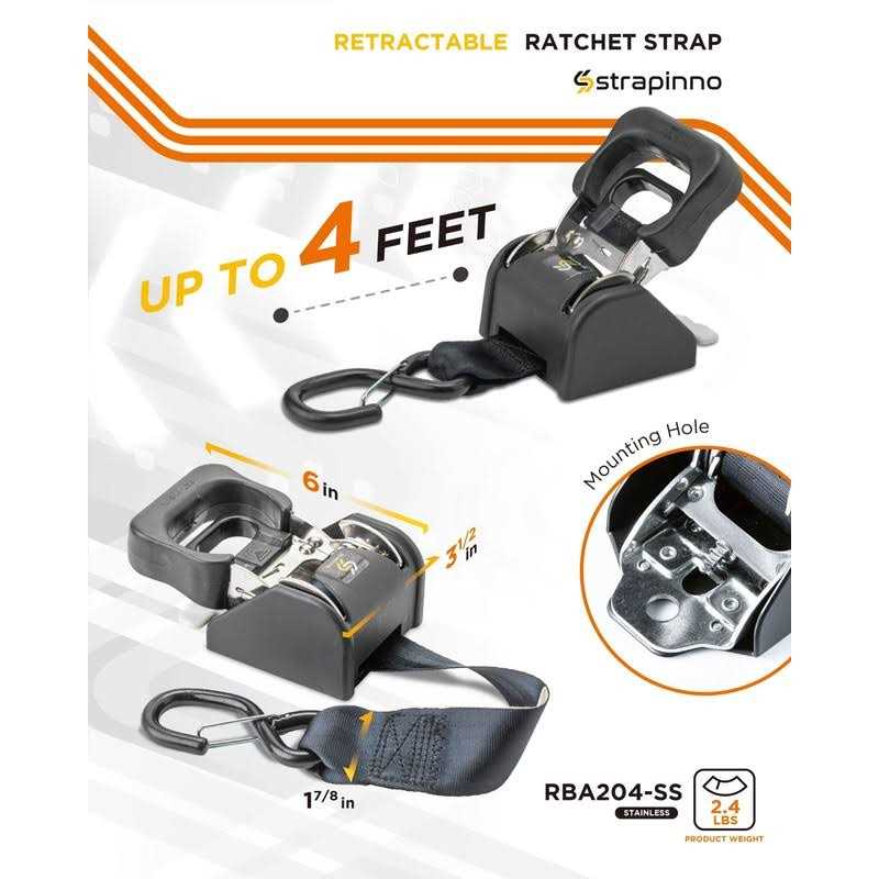 Strapinno 2PCS Retractable Ratchet Straps Heavy Duty Transom Tie-Downs for Boat - Cheap Fitting