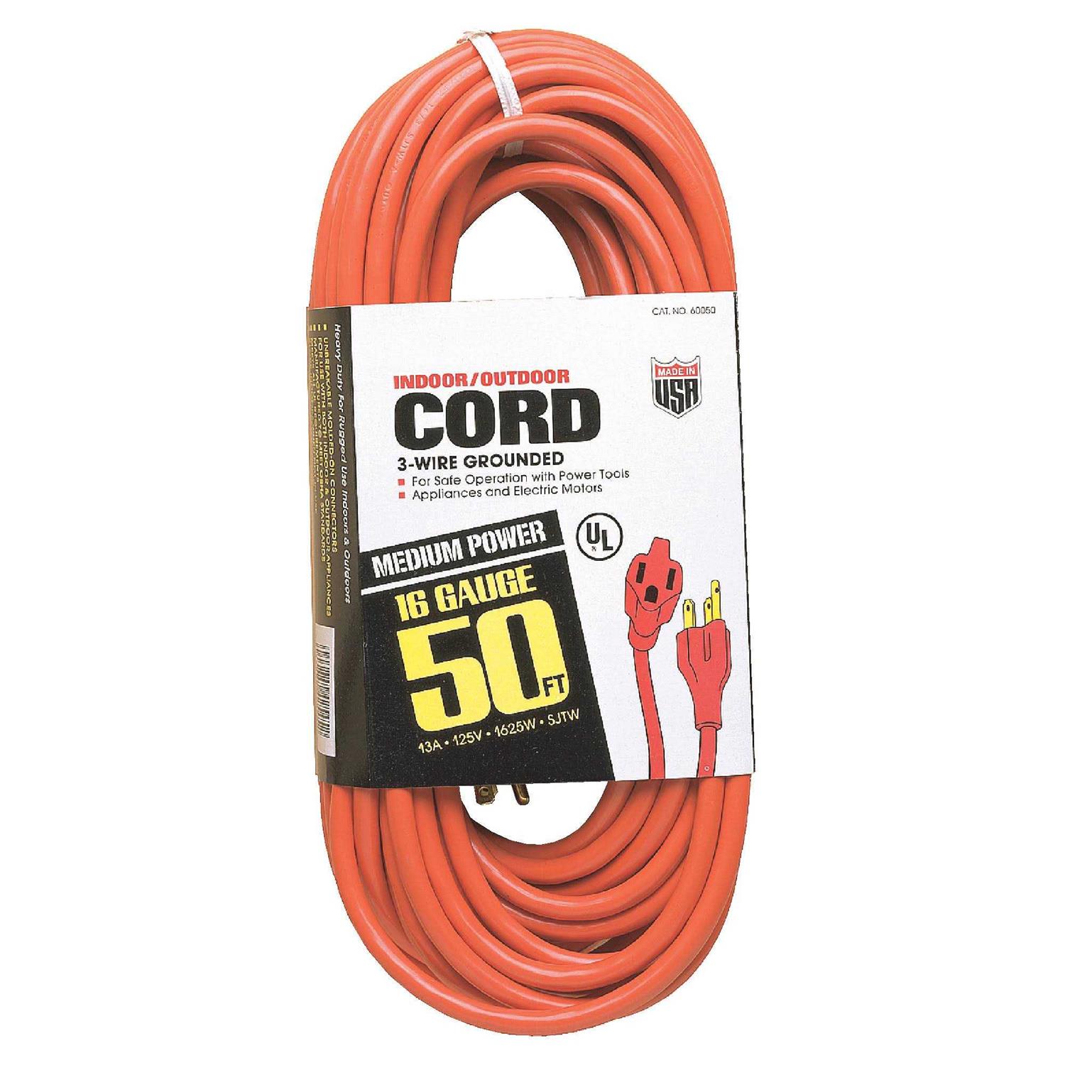 US Wire and Cable 50 Ft. 16/3 Orange Extension Cord 60050 - Cheap Fitting