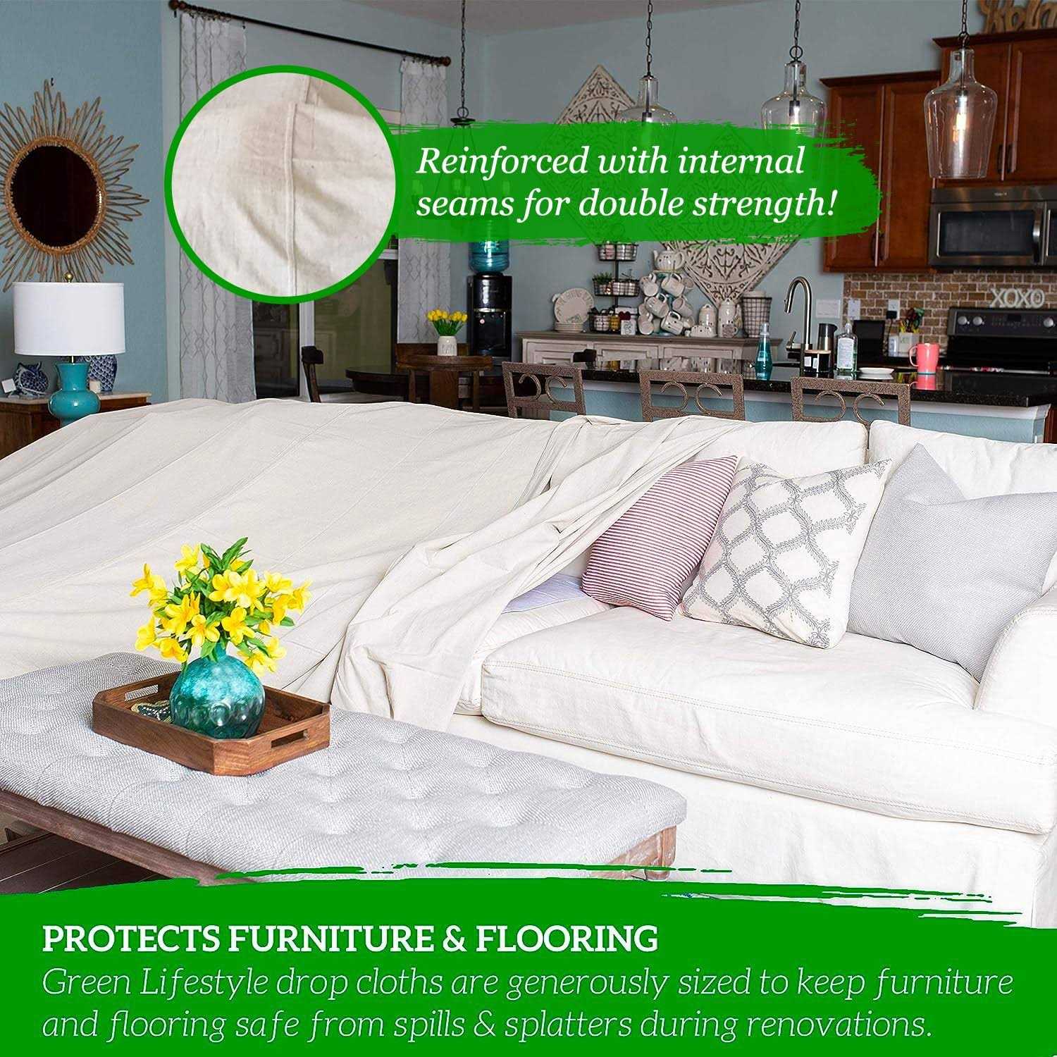 Green Lifestyle All Purpose Canvas Drop Cloth Canvas Tarp Canvas Fabric Drop Cloth Curtains - Cheap Fitting