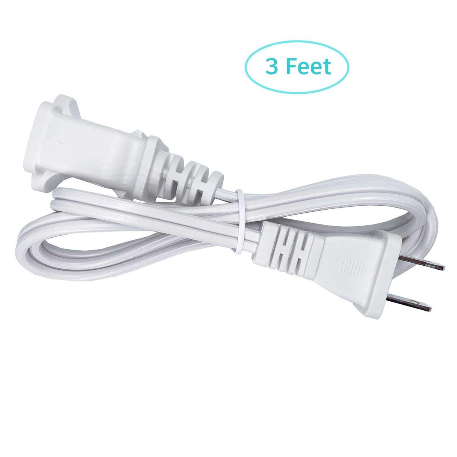 3 Foot Extension Cord 2 Prong Short Power Extension Cord - Cheap Fitting