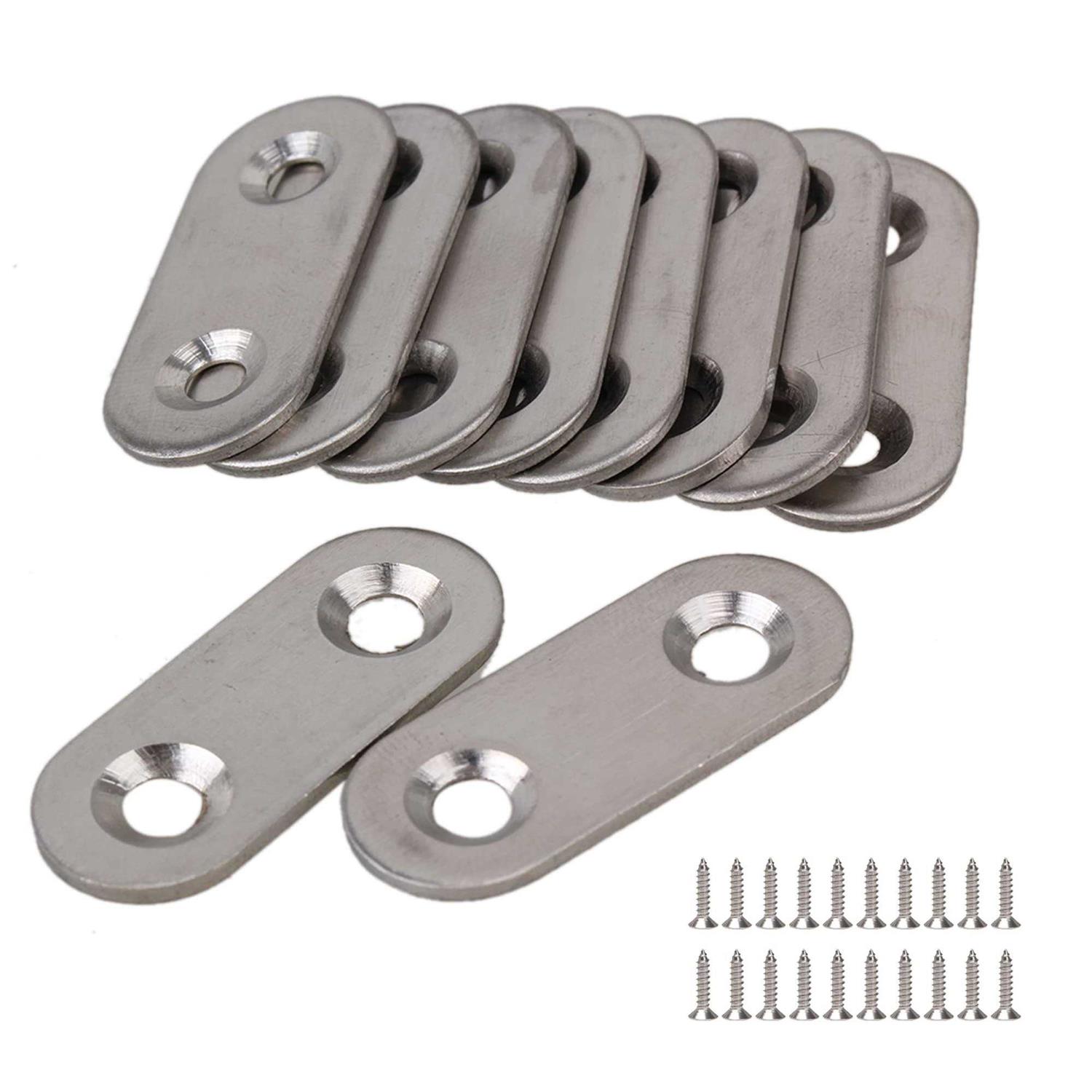 RDEXP 10pcs Stainless Steel Flat Corner Brace Brackets Mending Plates Repair Fixing Joining - Cheap Fitting