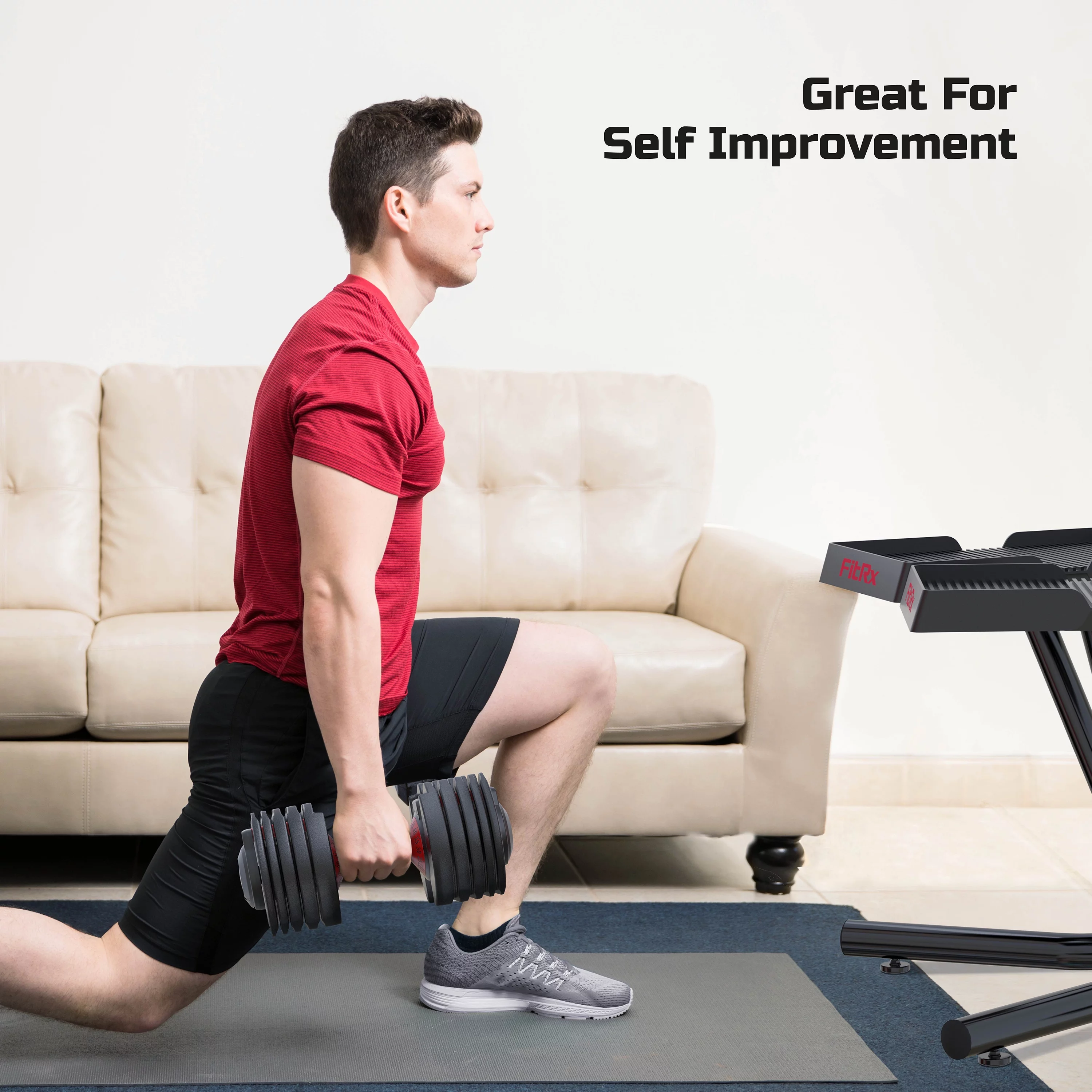 FitRx SmartBell, Quick-Select Adjustable Dumbbell, 5-52.5 lbs. Weight, Black, Single - Cheap Fitting