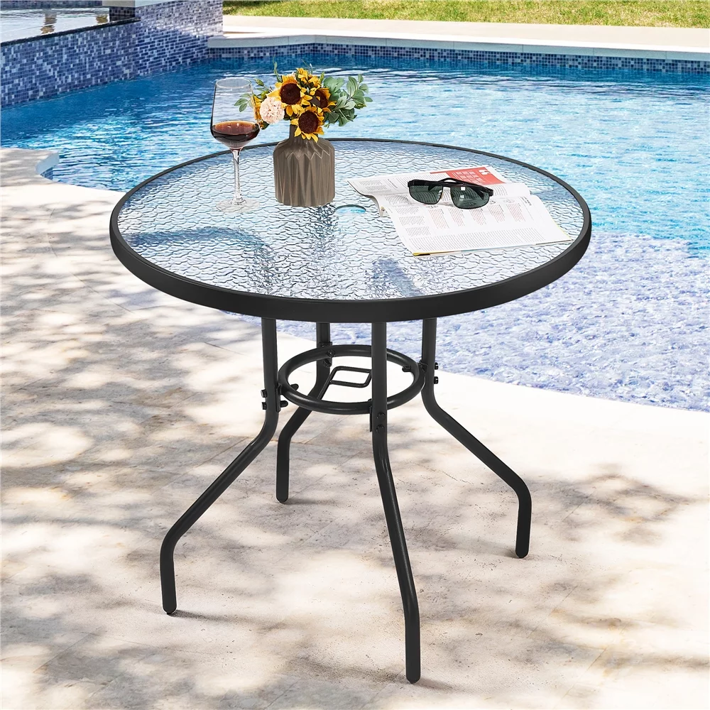 Yaheetech 31.5'' Outdoor Patio Round Bistro Table with Umbrella Hole,Black - Cheap Fitting