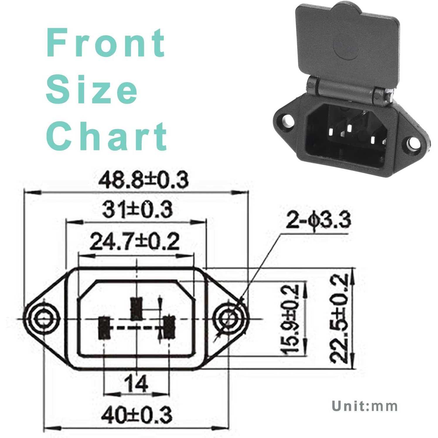 2 Pcs AC 250v 10A IEC 320 C14 Panel Mount Plug Adapter Power Connector Socket with Spring Cover - Cheap Fitting