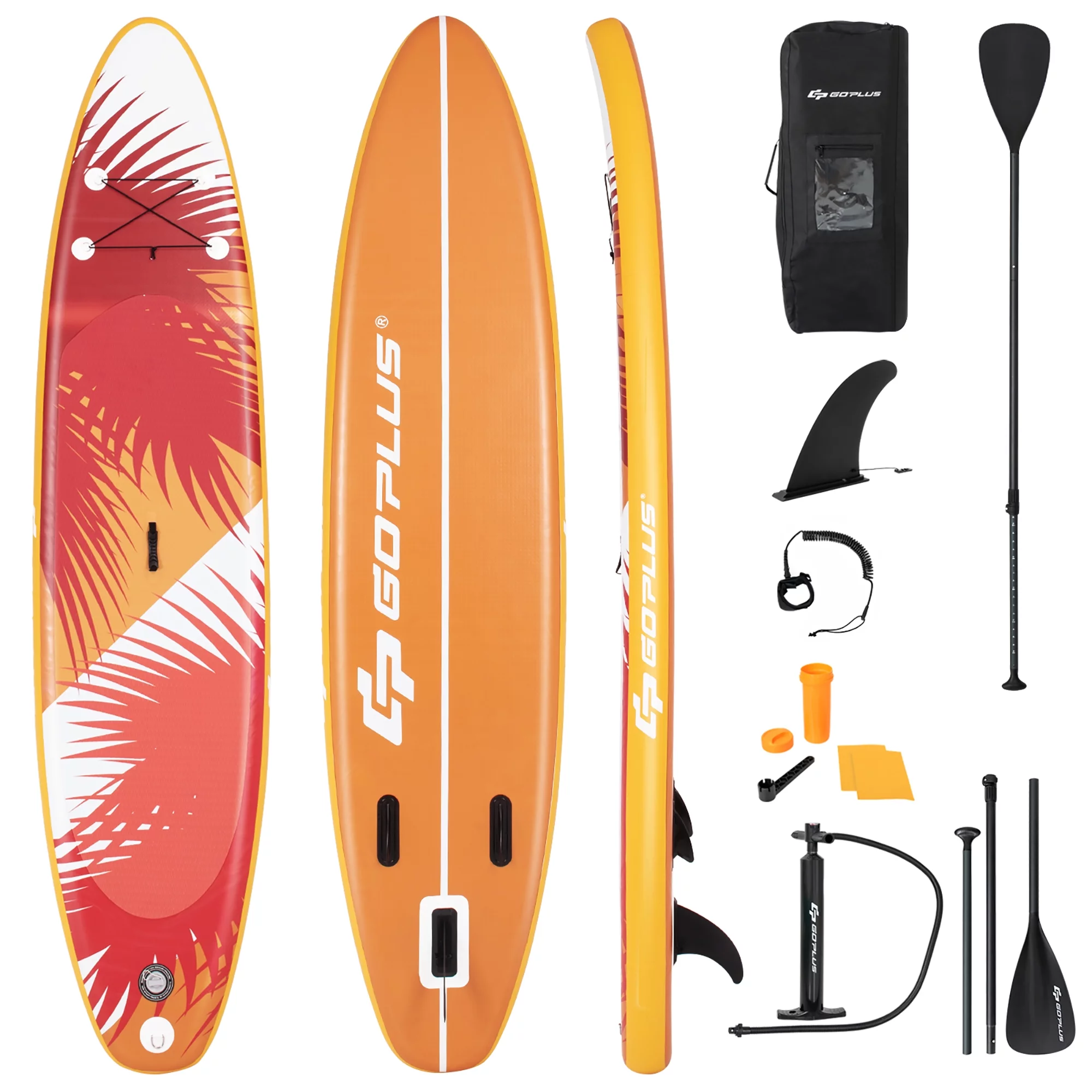 Goplus 10.5' Inflatable Stand Up Paddle Board Surfboard W/ Aluminum Paddle Pump Orange - Cheap Fitting