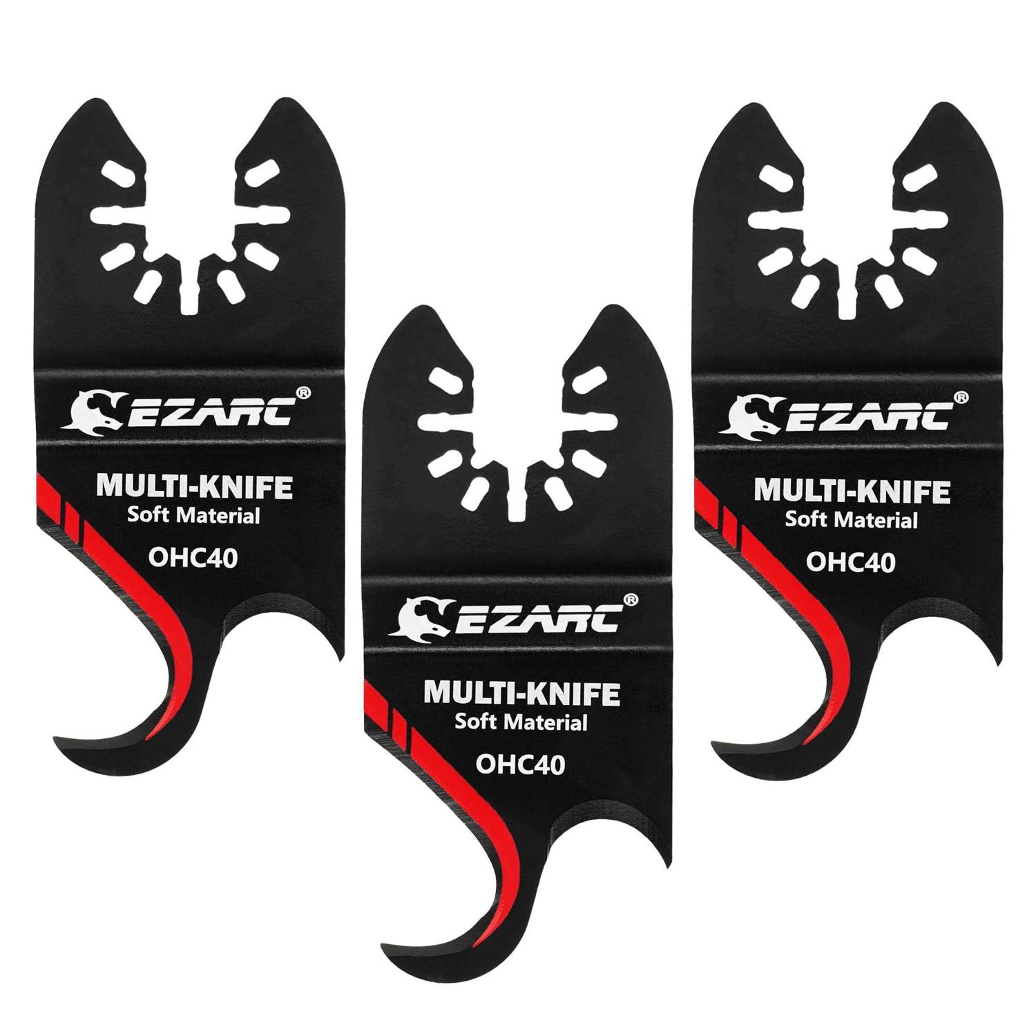 Ezarc Oscillating Multi Tool Hook Knife Blade 3pcs Multitool Saw Blades for Cutting Soft Materials Roofing Shingles Pvc Carpet and Cardboard - Cheap Fitting