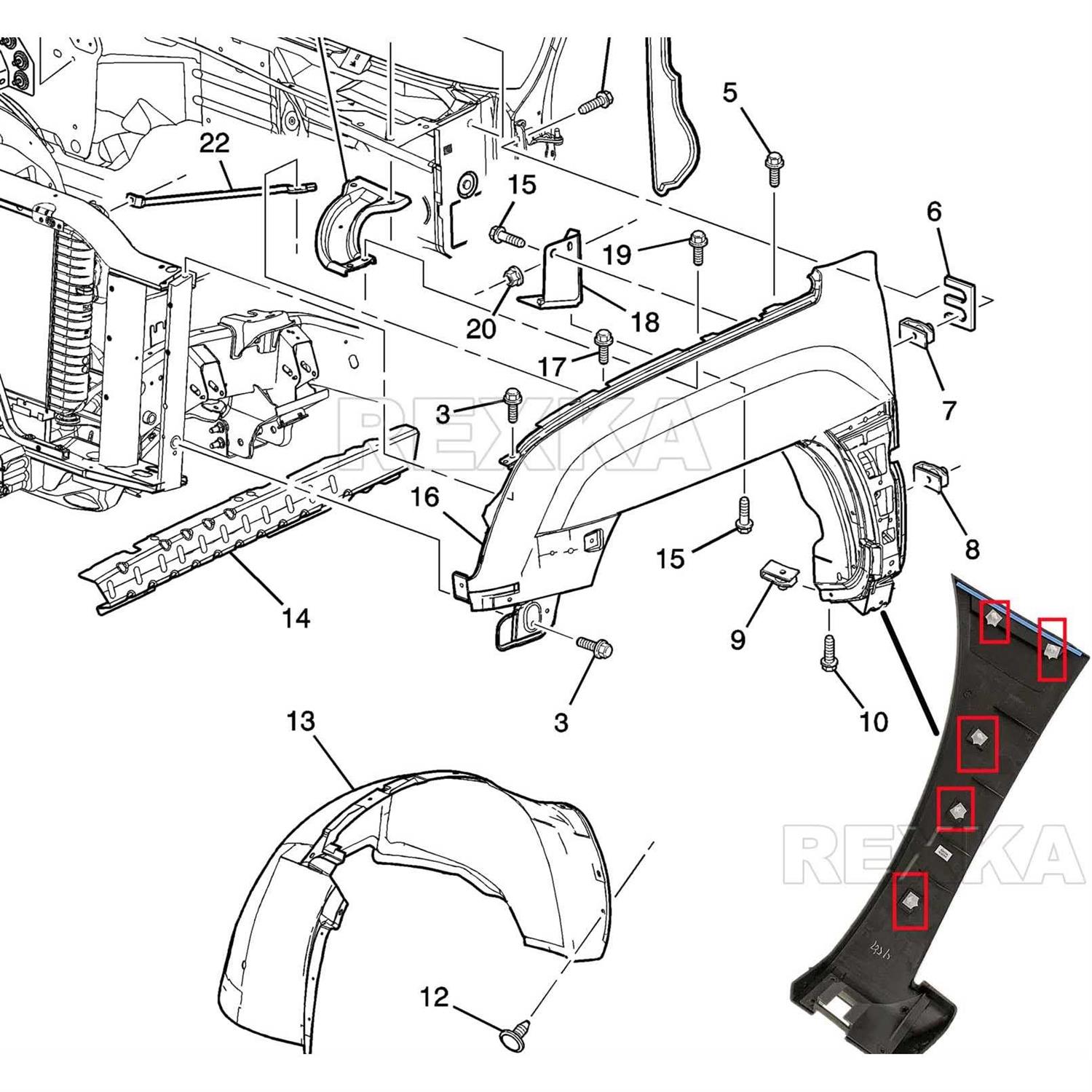 Rexka Rocker Panel Moulding Clips for Gm 11518357 Chevrolet Avalanche Impala Lumina Monte Carlo Suburban Cadillac Escalade - Cheap Fitting