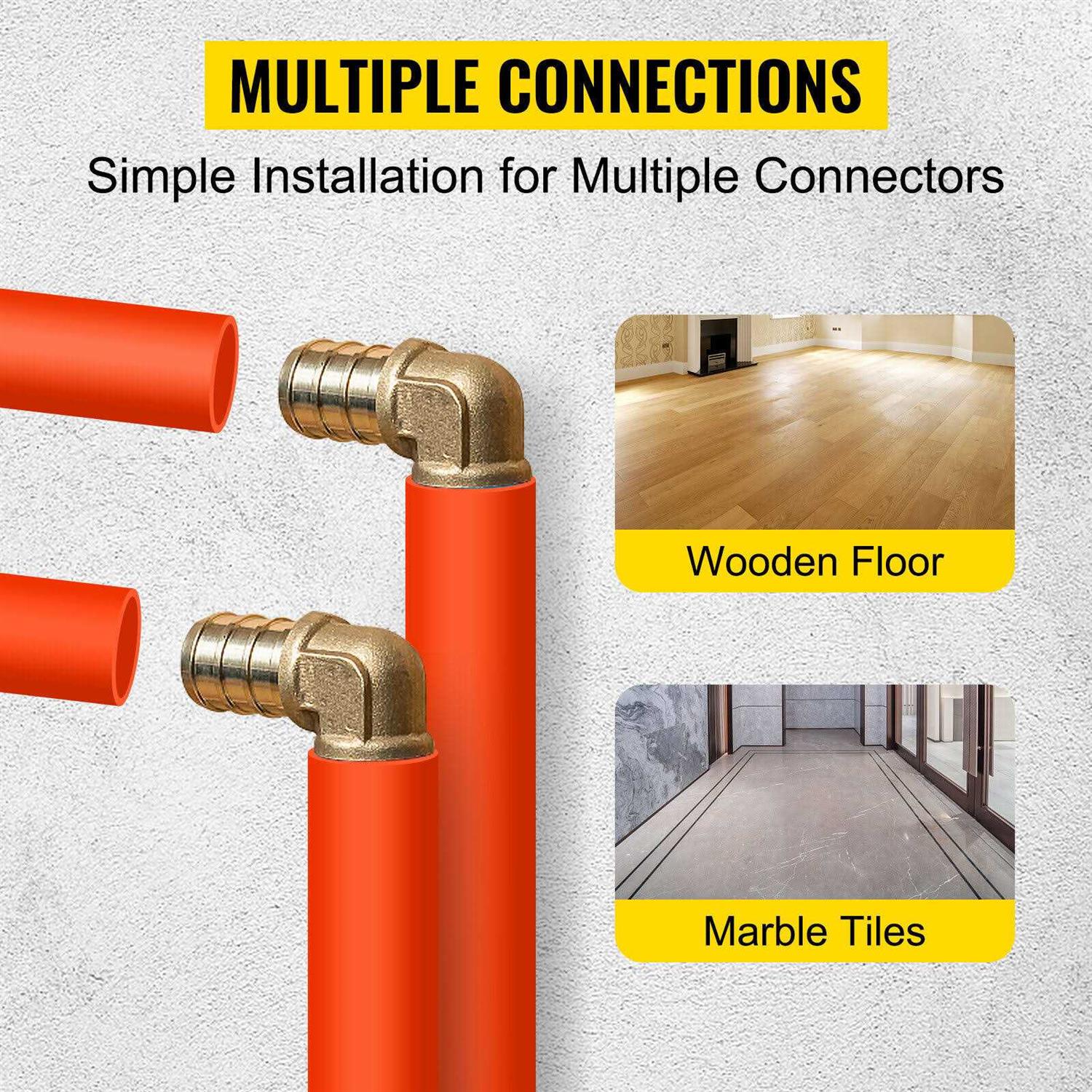 VEVOR PEX Tubing Pipe 1/2 PEX Tubing Oxygen Barrier Radiant Floor PEX Pipe Radiant Heat Floor Heating Plumbing Tubing - Cheap Fitting