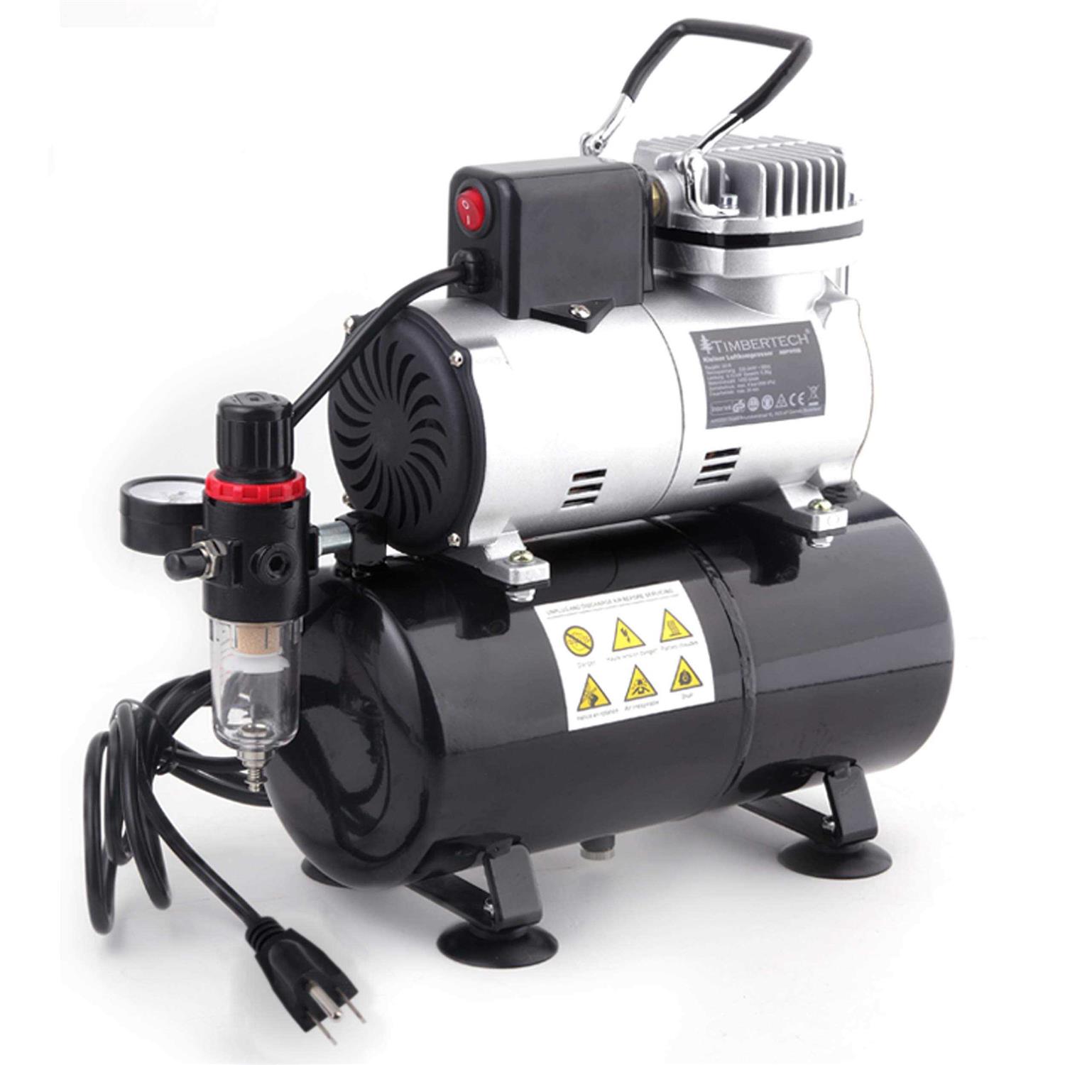 Timbertech Professional Piston Airbrush Compressor with Cooling Down Fan ABPST08 Airbrush Mini Compressor Oil-Less Quiet Spraying Air Compressor - Cheap Fitting