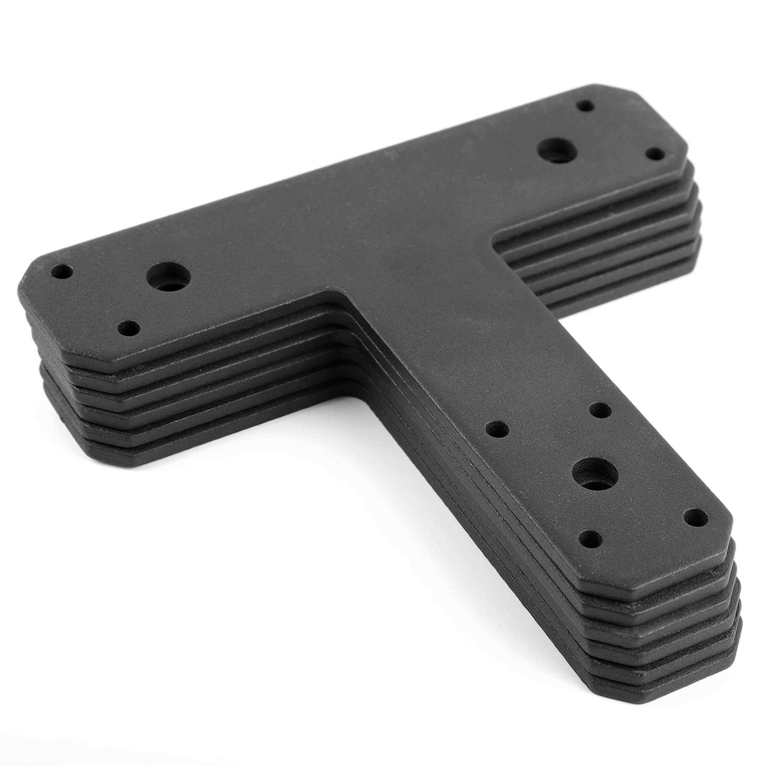 IWONGO Post to Beam Connectors T-Plate T Shape Plate Flat Straight Steel Brackets Black 4mm Thickness for Repair Fixing Mending Flat Plate - Cheap Fitting