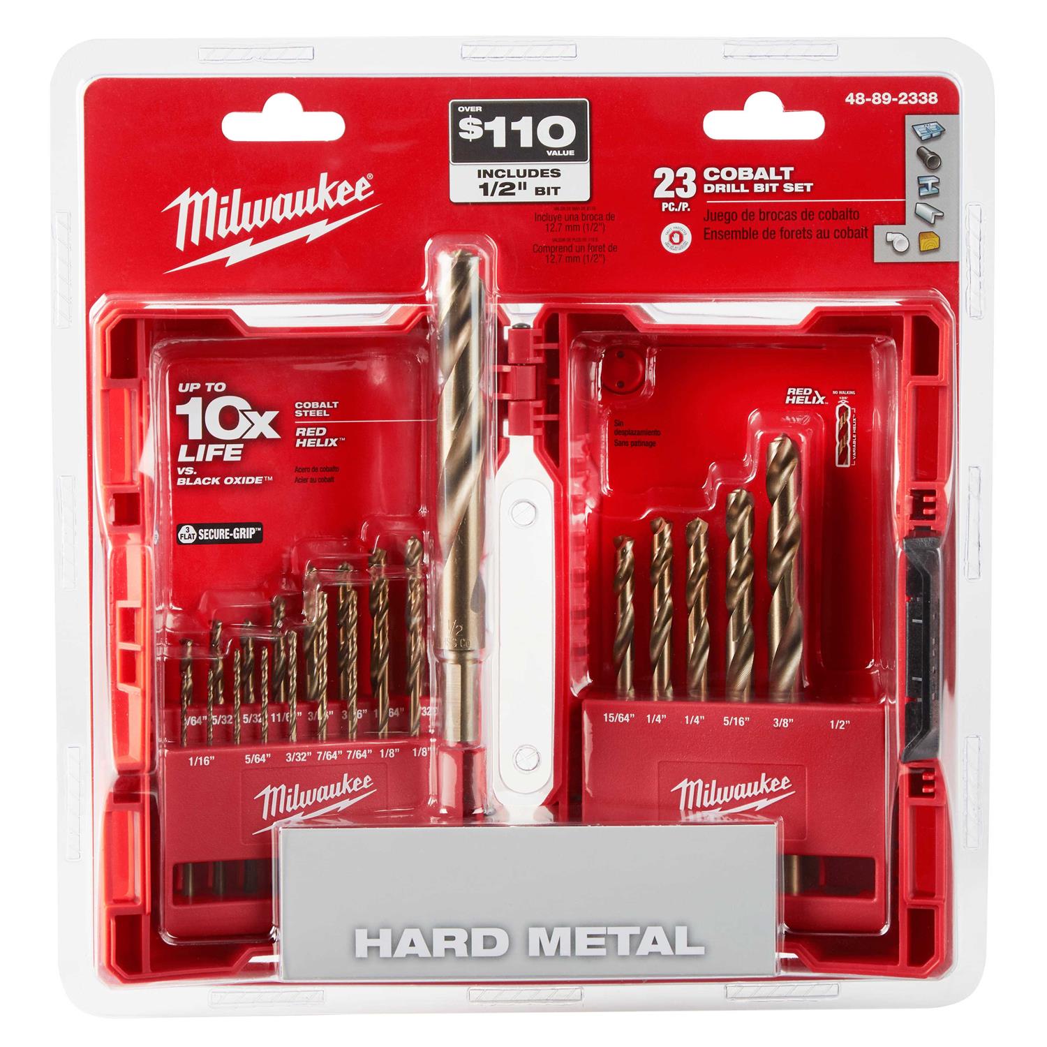 Milwaukee 48-89-2338 23 Piece Red Helix Cobalt Drill Bit Set - Cheap Fitting