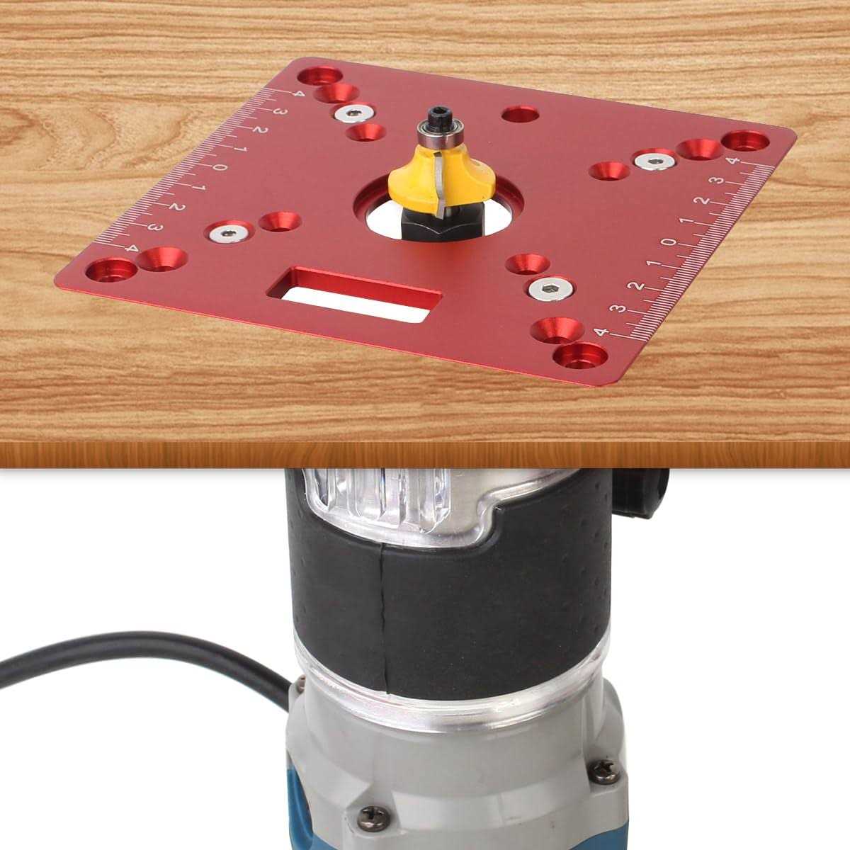 KETIPED Aluminium Router Table Insert Plate,Mini Square Woodworking Benches Router Flip Plate,Multifunctional Trimming Engraving Table,055Red - Cheap Fitting