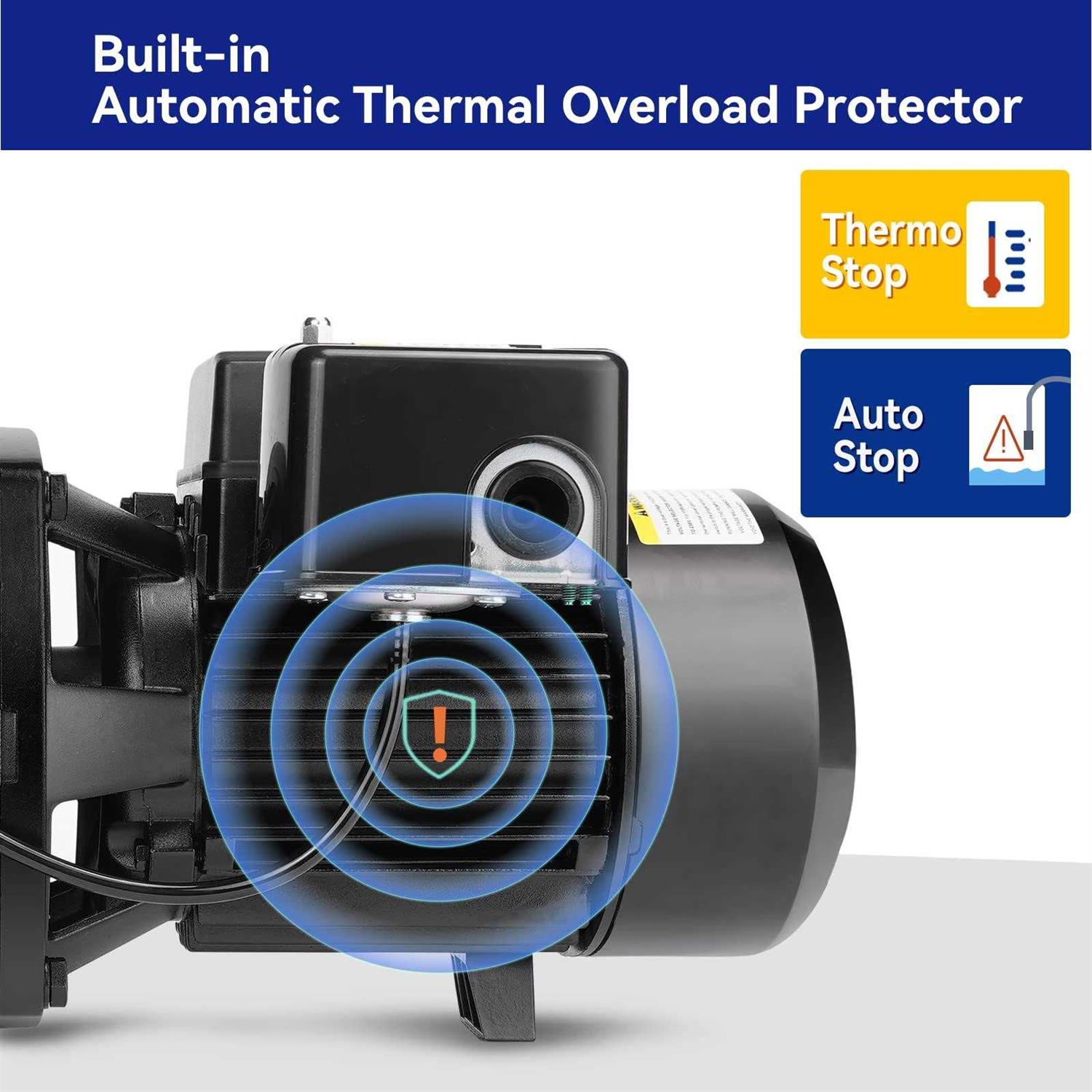 Acquaer Shallow/Deep Well Jet Pump, Cast Iron Convertible Pump with Ejector Kit, Well Depth Up to 25ft or 90ft - Cheap Fitting