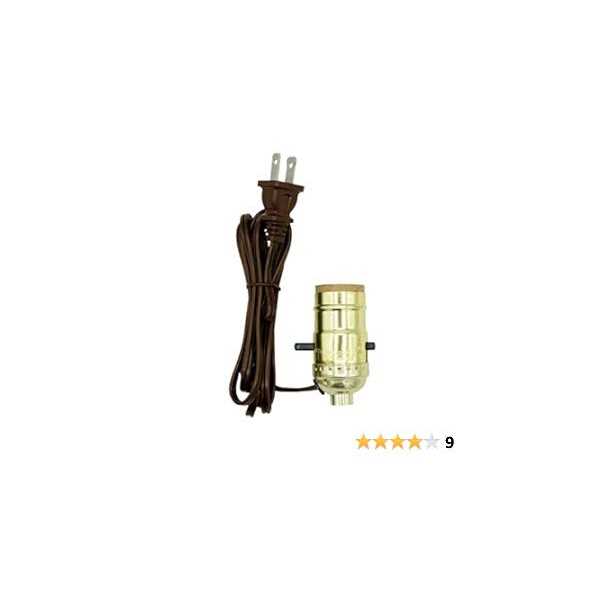 Creative Hobbies M995n Instant Lamp Kit Bright Brass Plated Push Thru On/Off Medium Base Lamp Socket is Pre-Wired with 6 Foot - Cheap Fitting