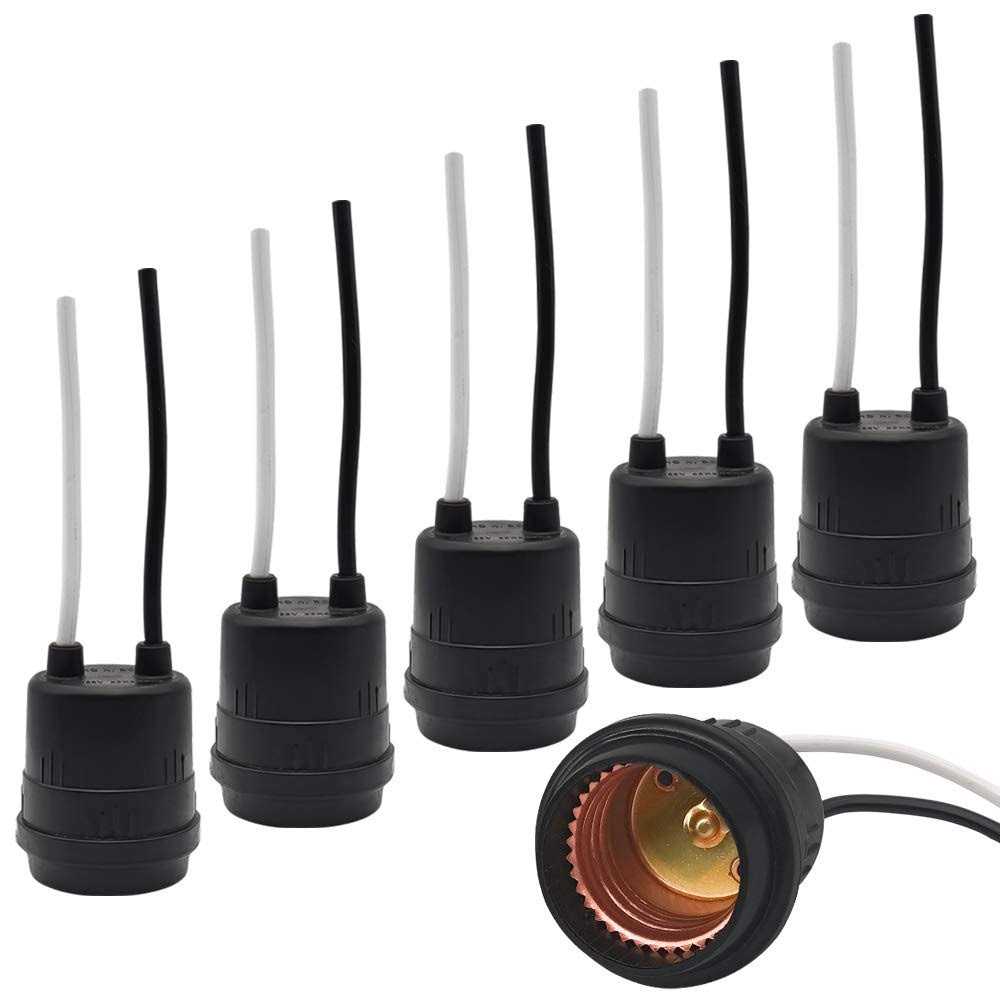 New orange heart Waterproof Lamp Socket 6 pack Black Pigtail Lamp holder Socket - Cheap Fitting