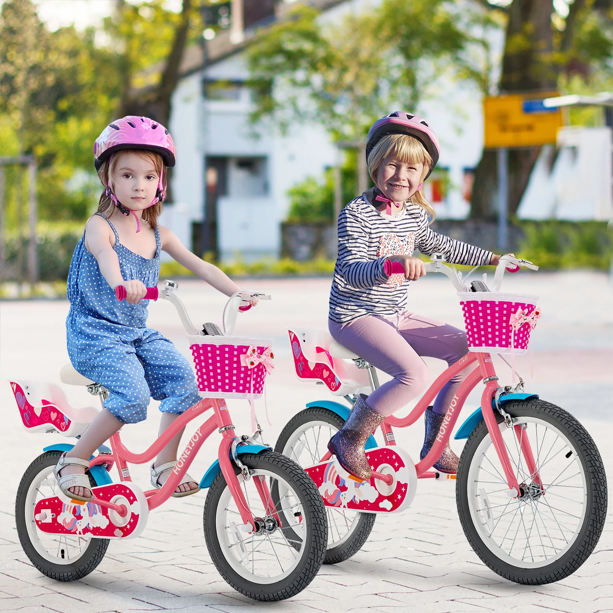 Gymax 14 Inches Kids Bicycle w/ Doll Chair & Basket Kids Bike w/ Training Wheels Pink - Cheap Fitting
