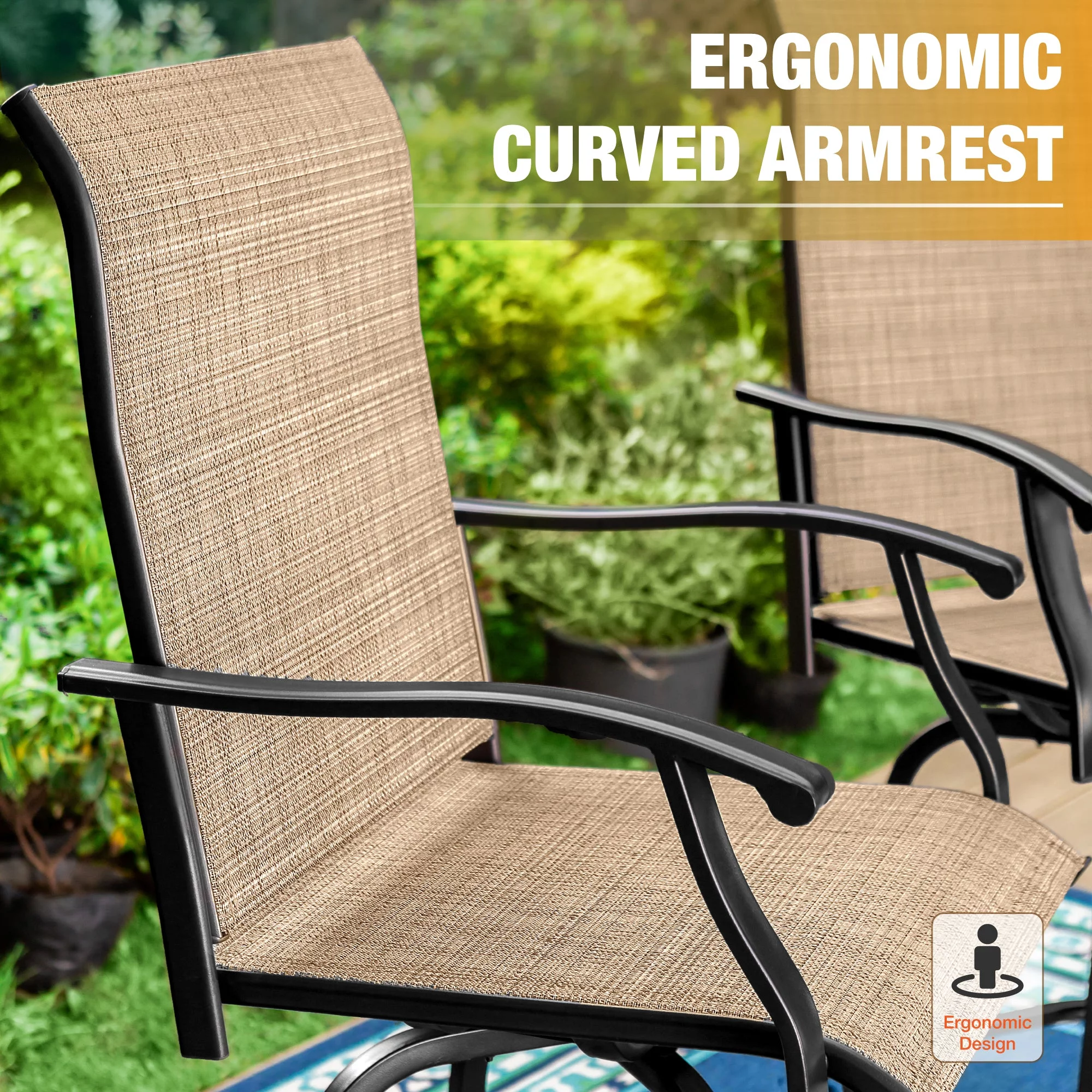 Summit Living Outdoor Swivel Barstools Set of 2,Metal Frame Height Chairs,Black&Brown - Cheap Fitting