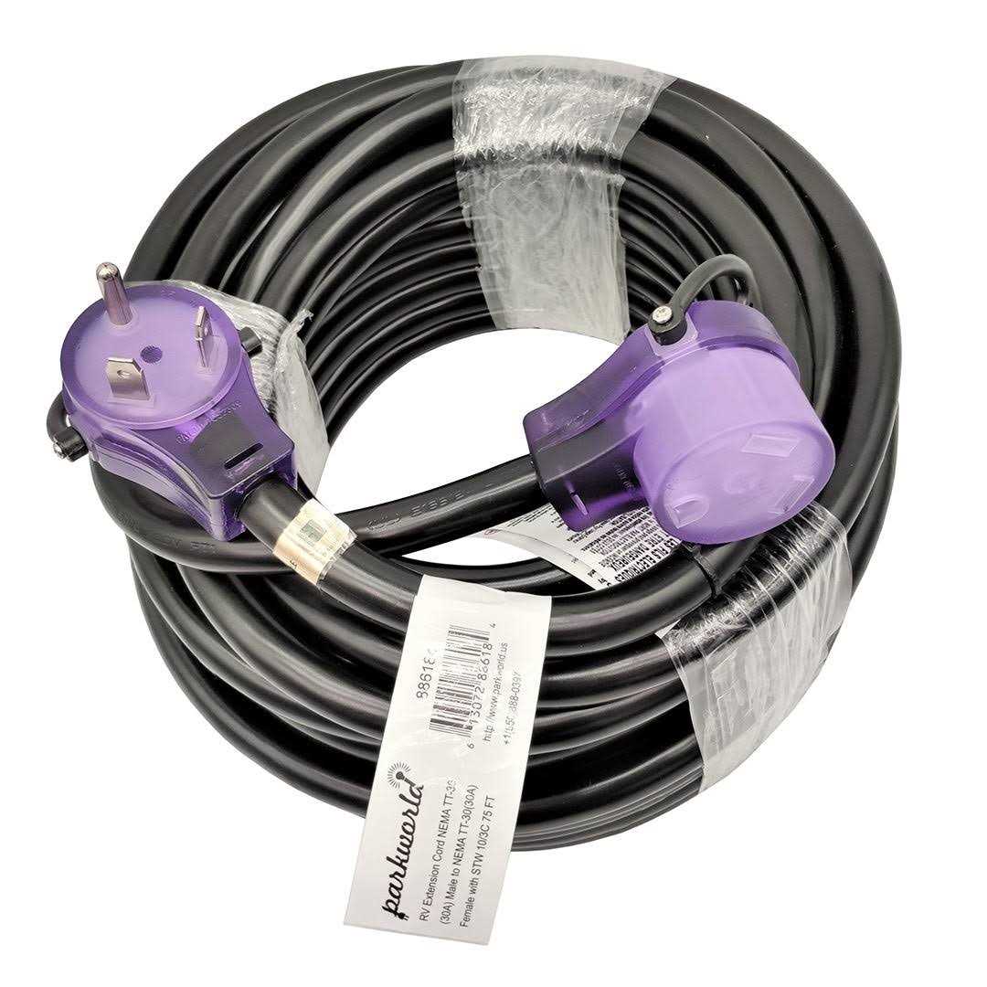 parkworld 10/3 30 Amp 125-Volt NEMA TT-30 RV Extension Cord with Handle - Cheap Fitting