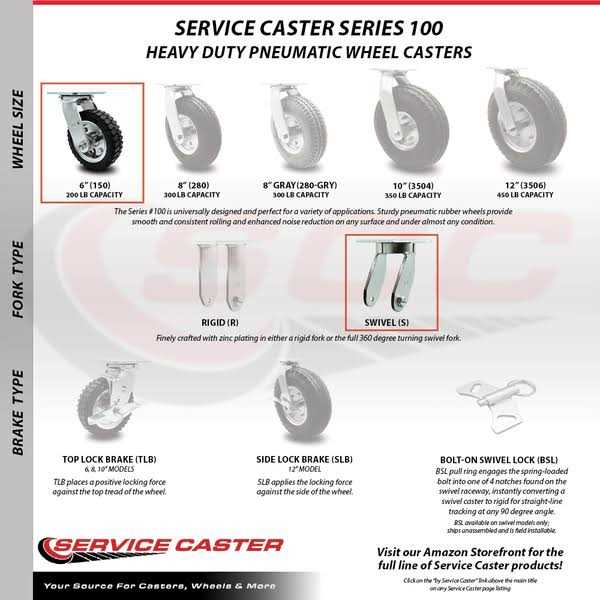 Service Caster Pneumatic Caster Swivel - Cheap Fitting