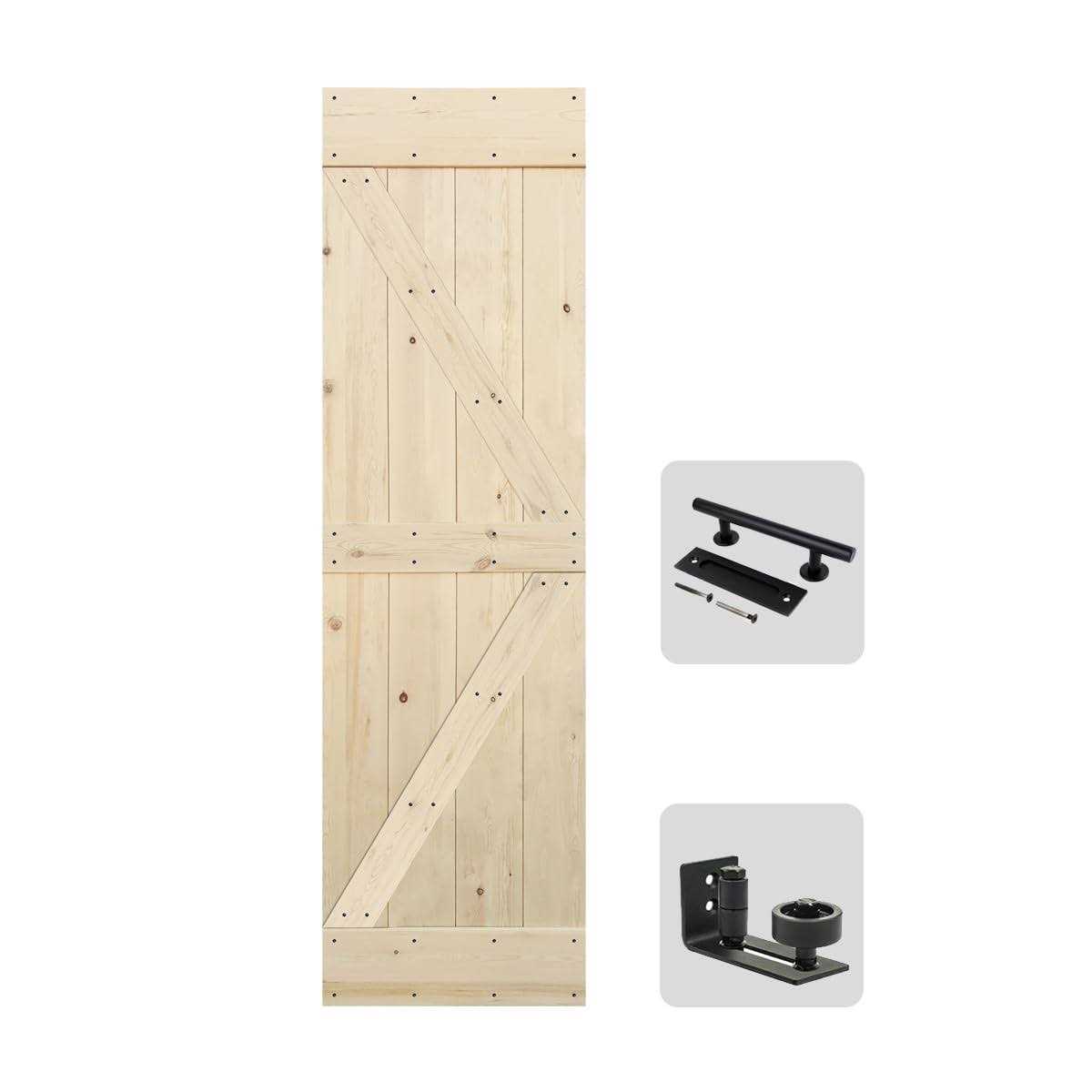 Paneled Wood Unfinished Barn Door without Installation Hardware Kit S&Z TOPHAND - Cheap Fitting