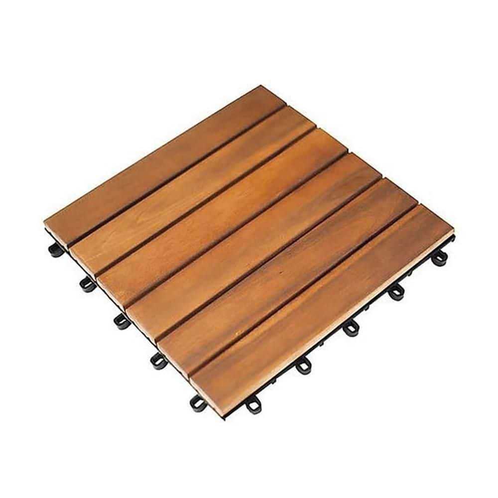 Pro Space 12 in. x 12 in. Acacia Wood Interlocking Flooring Deck Tile Pattern - Cheap Fitting