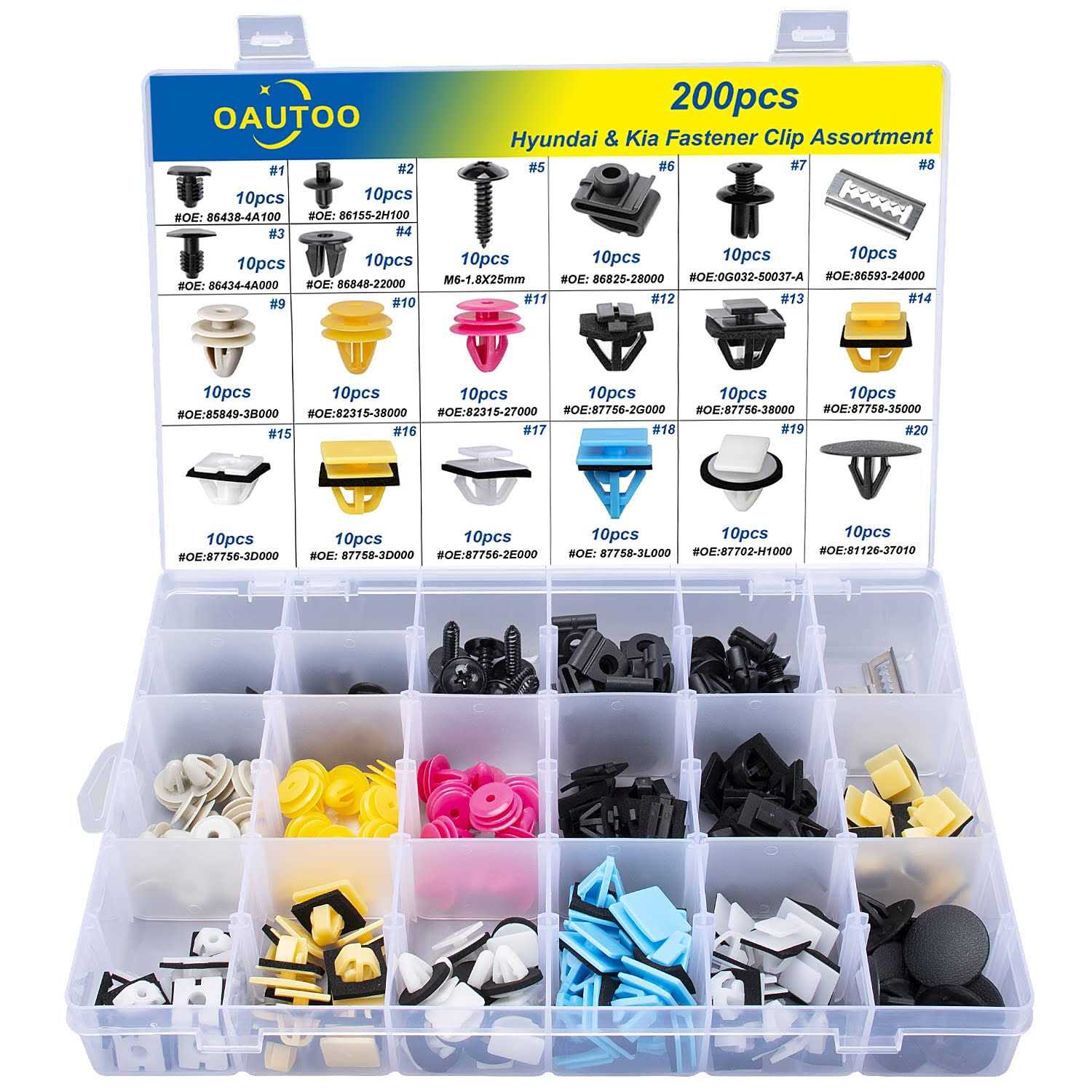 OAUTOO 200pcs for Hyundai & Kia Body Interior and Exterior Retainer Fastener Clip Assortment - Cheap Fitting