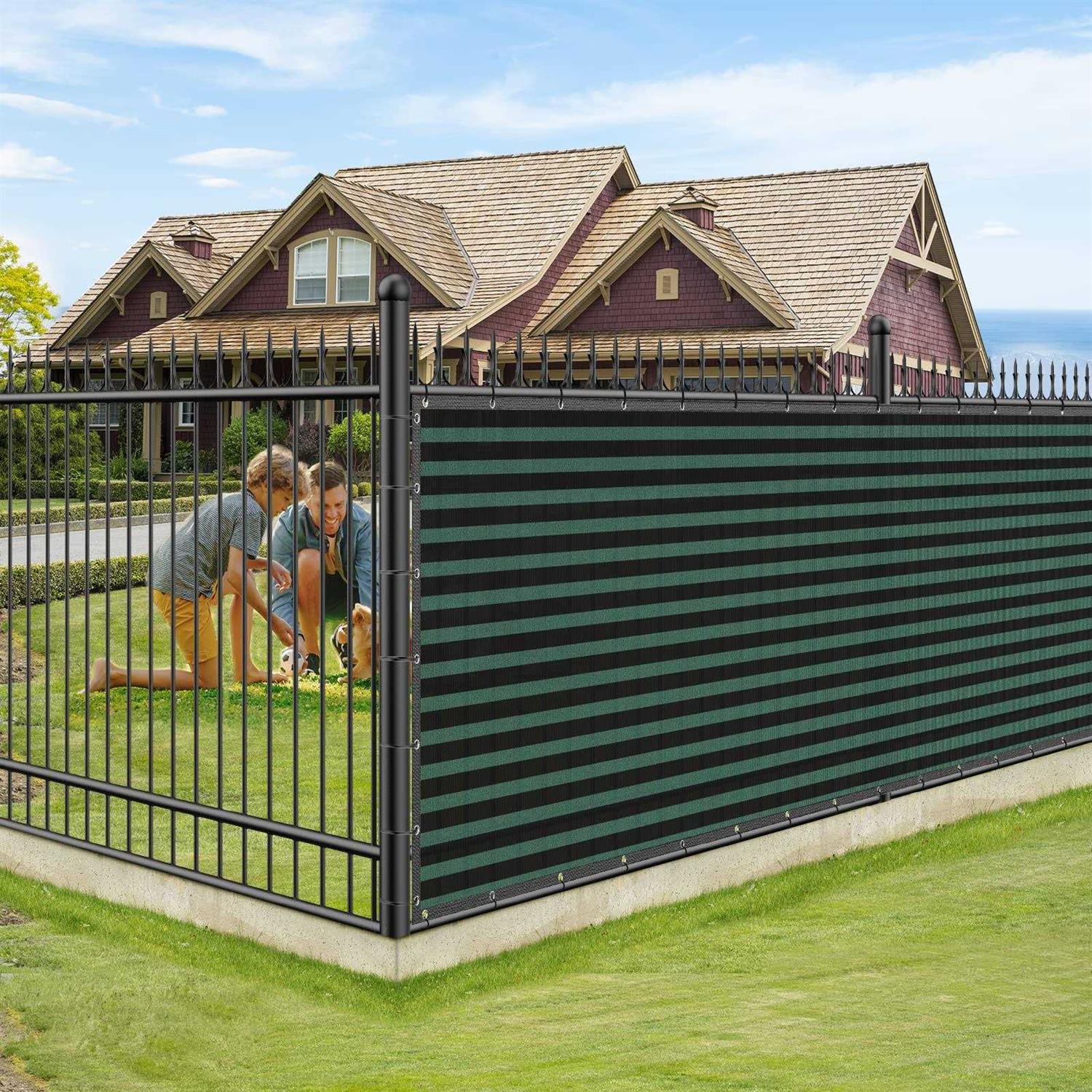 Winpull 6FT x 50FT Privacy Screen Fence Heavy Duty 170GSM Fencing Mesh Shade Net Cover Nickel-Plated Copper Grommets - Cheap Fitting