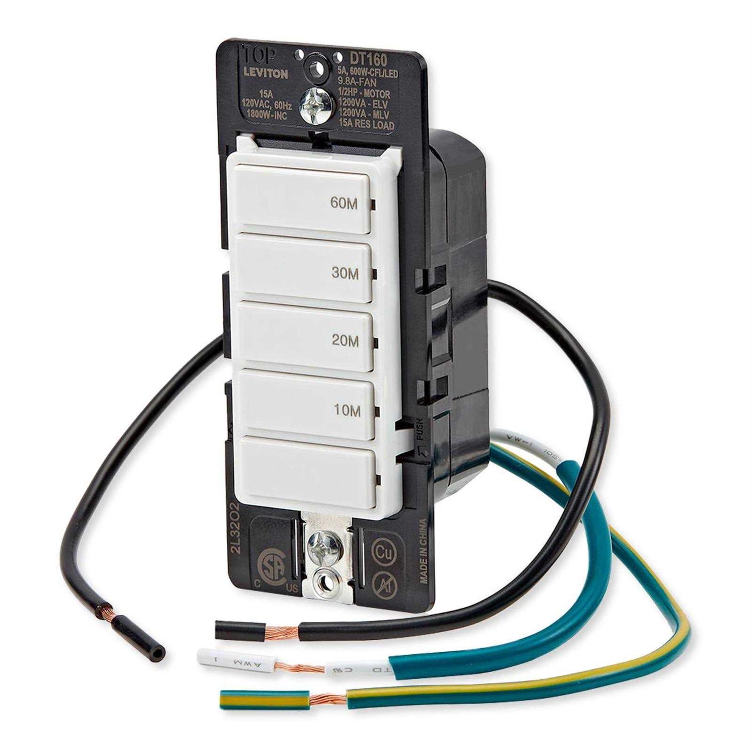 Leviton DT160-1LW Decora In-Wall Countdown Timer Switch - Cheap Fitting