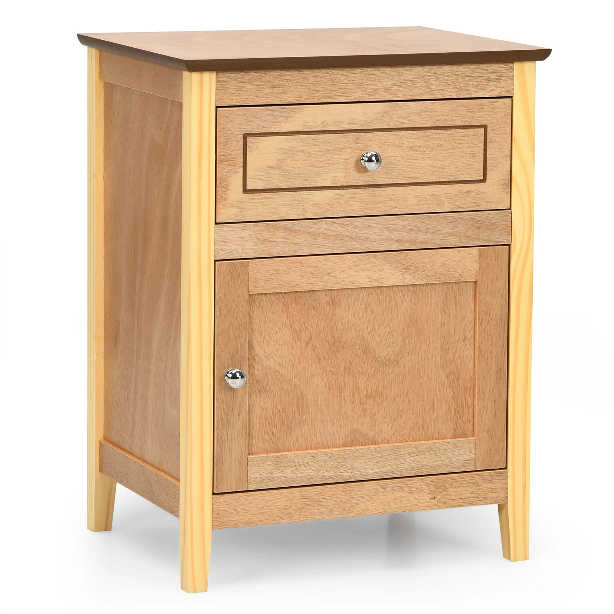Costway Nightstand with Drawer Accent Side End Table Storage Cabinet Natural - Cheap Fitting