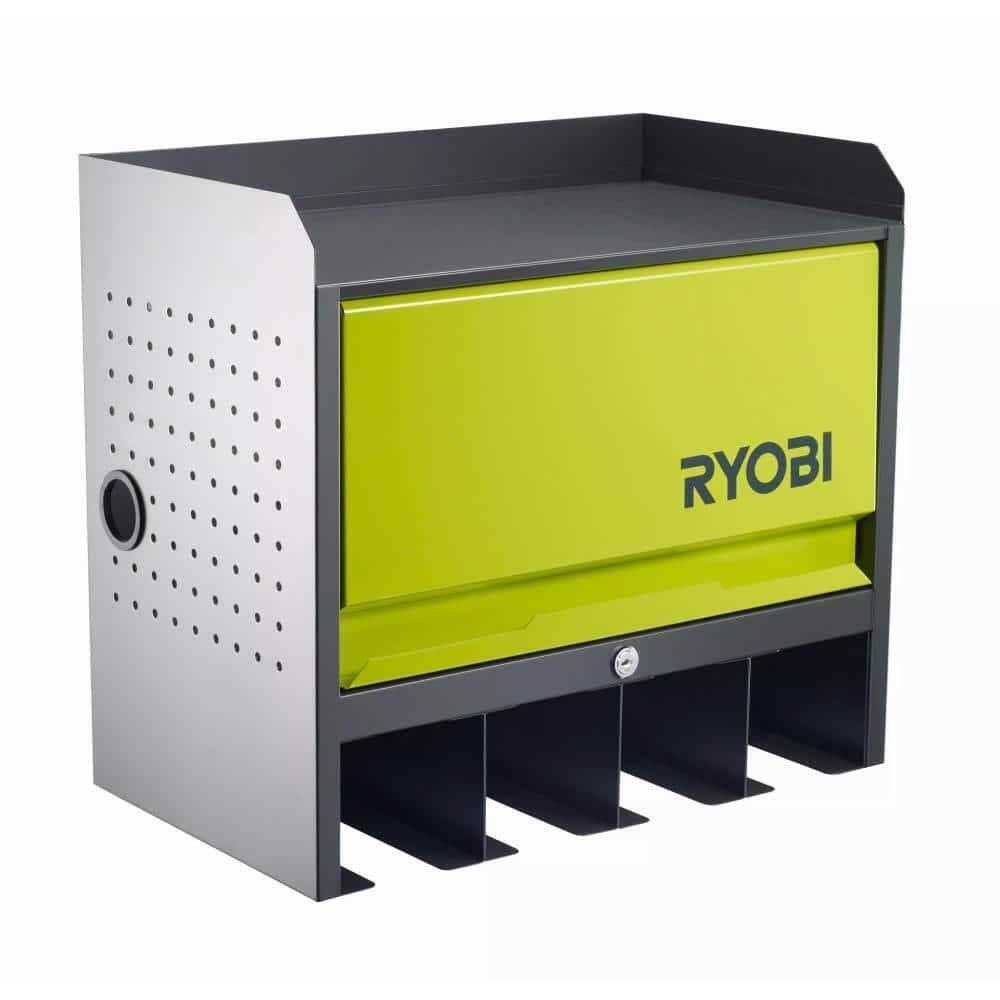 RYOBI Steel 2-Shelf Wall Mounted Garage Cabinet in Black - Cheap Fitting