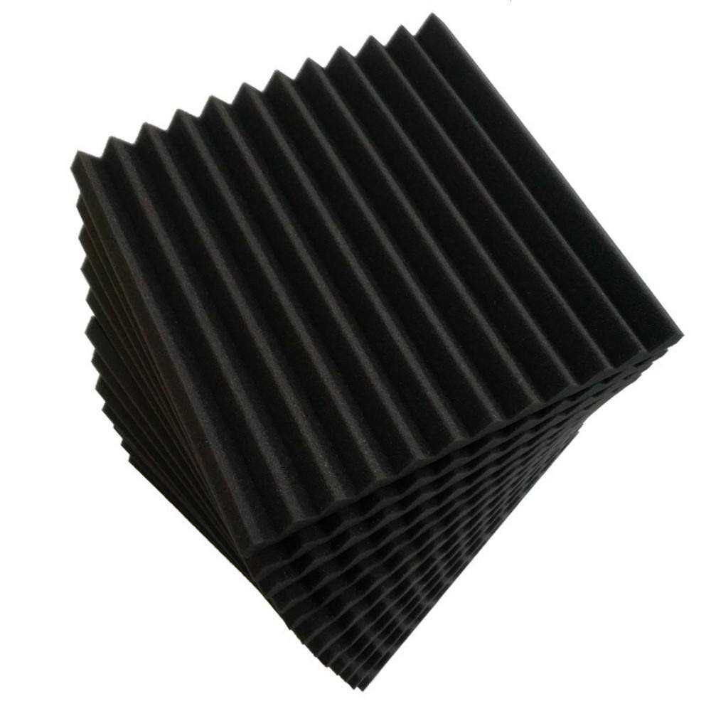 Wellco 12 in. x 12 in. Square Sound Absorbing Acoustic Foam Panels in Black - Cheap Fitting