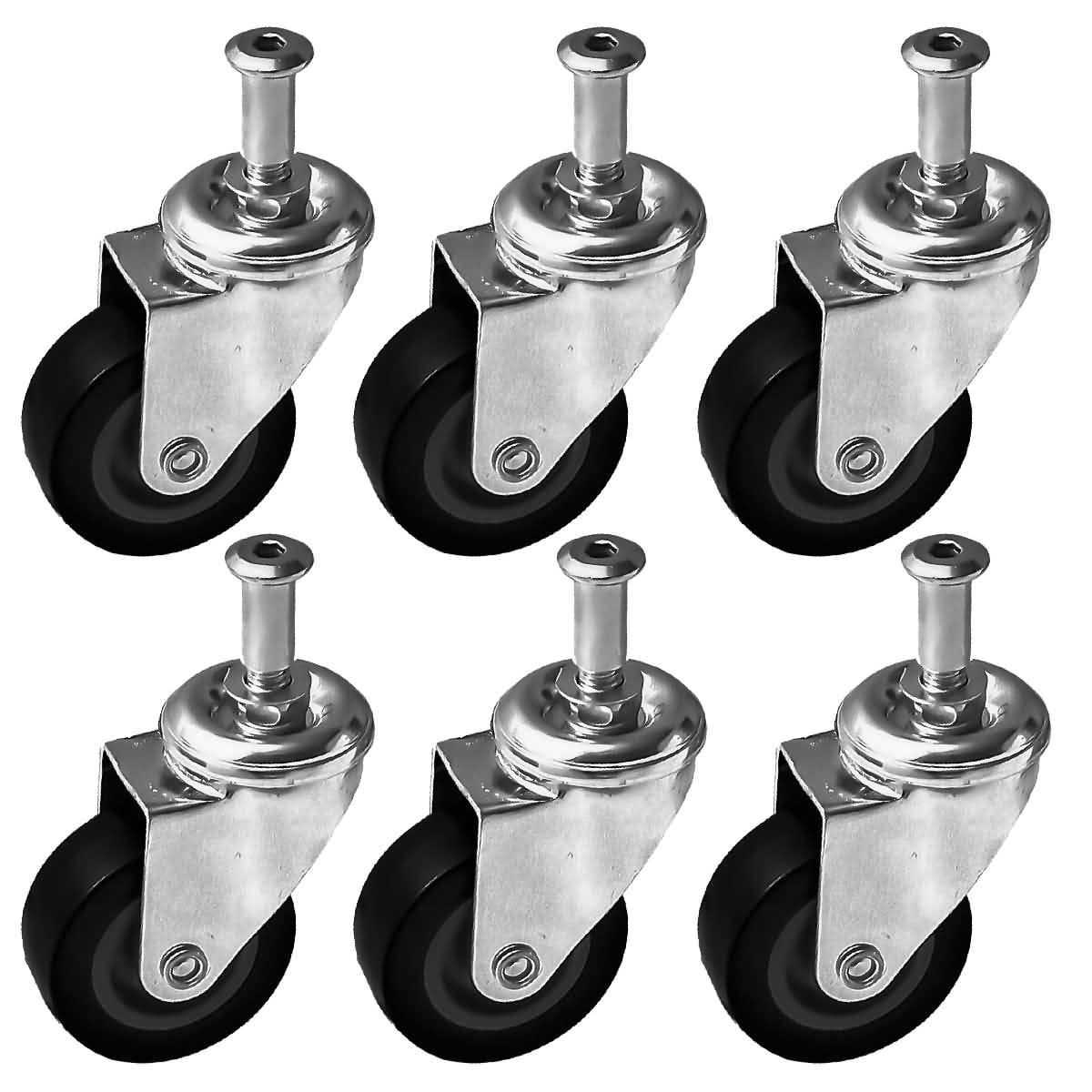 Factorduty 6 Pack Heavy-Duty 2 inch Swivel Caster Wheels for Creeper Service Cart Stool Post Mount - Cheap Fitting