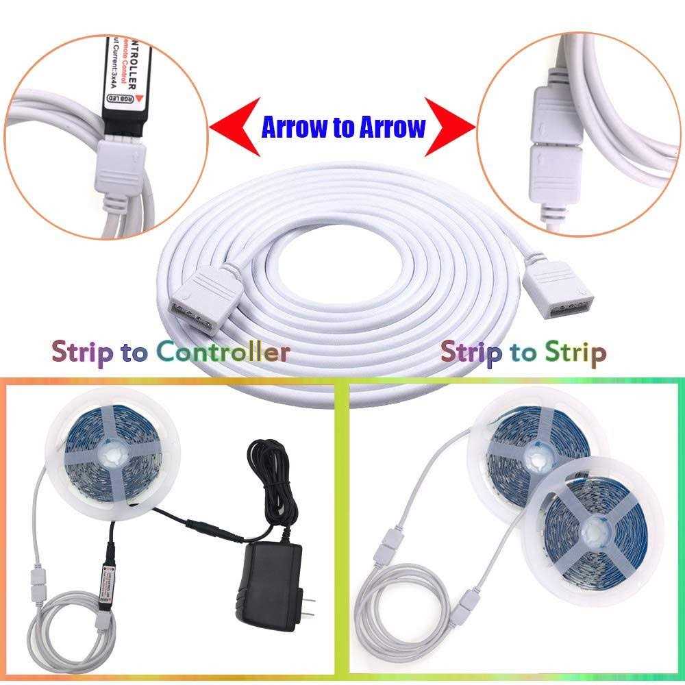 RGBZONE 2 Pack 1M 3.3ft Extension Cable Connect Female Plug to SMD 5050 RGB LED Strip Light with Free 4pcs 4pin Connector - Cheap Fitting
