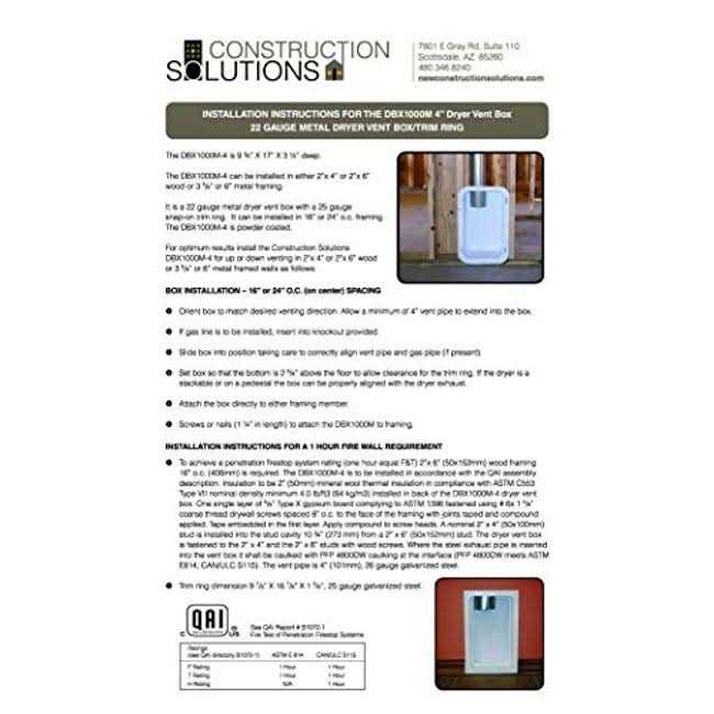 Dryer Vent Box Metal White with Trim Ring for 2×4 Wall - Cheap Fitting