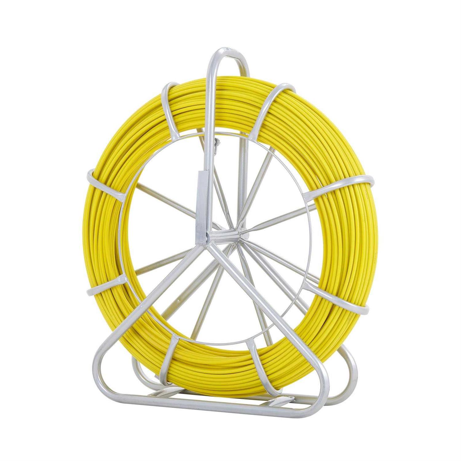VEVOR Fish Tape Fiberglass 425 ft 1/4 inch Duct Rodder Fishtape Wire Puller Cable Running Rod with Steel Reel Stand 3 Pulling Heads Fishing Tools DZJYDB14425FT0HH2V0 - Cheap Fitting