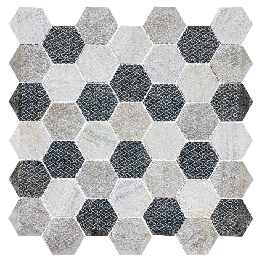 Andova Channing Hex Brown/Tan 12 in. x 12 in. Geometric Natural Stone Mosaic Wall Floor Tile - Cheap Fitting