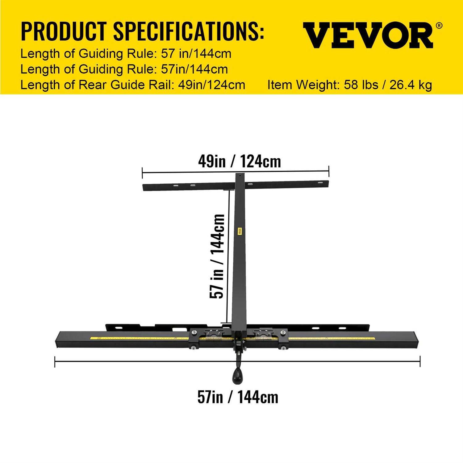 VEVOR Table Saw Fence System 57×57 Classic Table Saw Fence Rail Metric/Imperial Scale - Cheap Fitting