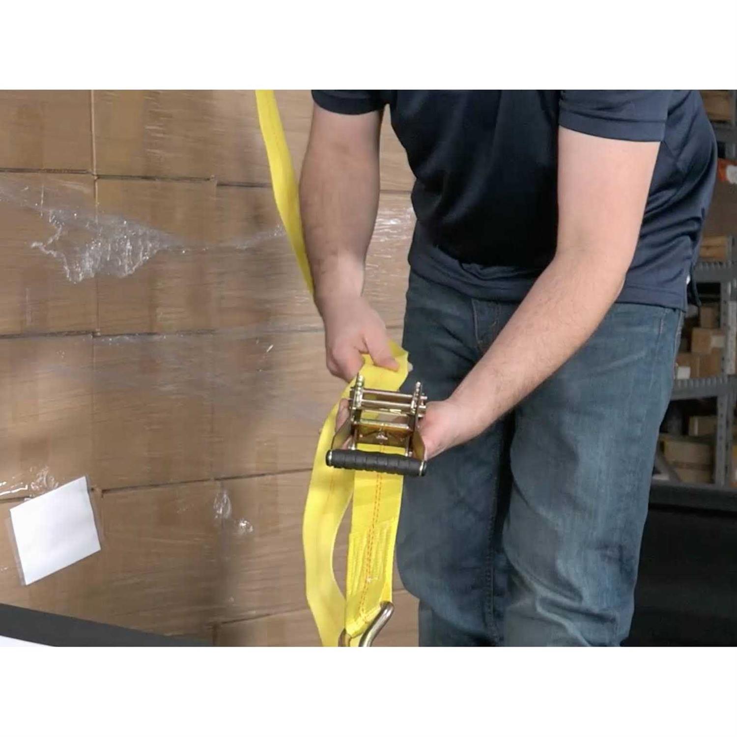 Cargo Zone 2 x 27′ Heavy Duty Steel Ratchet Tie-Down Strap - Cheap Fitting