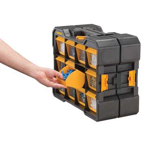 DeWalt 4.2 in. W X 13.5 in. H Flip Bin Storage Organizer Plastic 12 compartments Yellow - Cheap Fitting