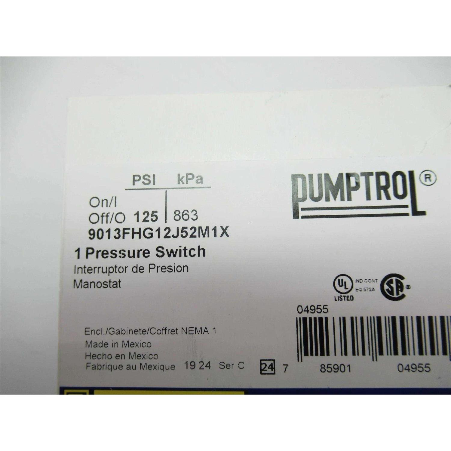 Square D 9013FHG12J52M1X Pressure Switch - Cheap Fitting