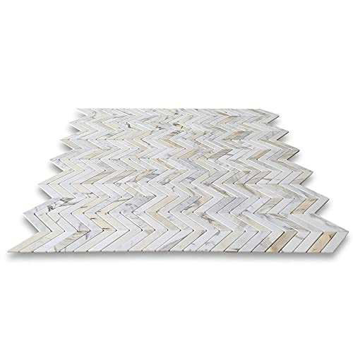 1×4 Chevron Calacatta Gold Marble Mosaic Wall Floor Bath Tile Polished - Cheap Fitting