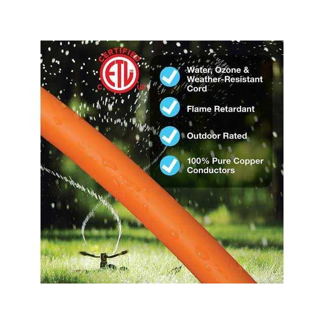 Clear Power 100 ft Indoor/Outdoor Extension Cord Orange Power Indicator Light - Cheap Fitting