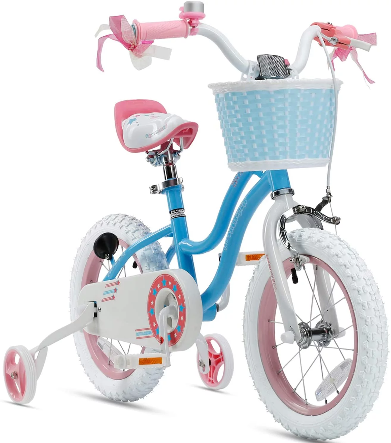 Royalbaby Girls Kids Bike Star girl 16 In. Bicycle Basket Training Wheels Kickstand Blue Child's Cycle - Cheap Fitting