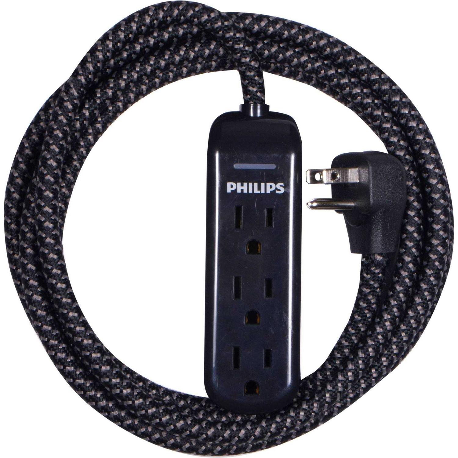 Philips 8′ 3-Outlet Grounded Extension Cord - Cheap Fitting