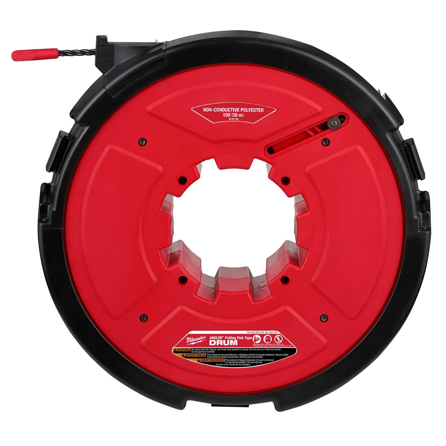 Milwaukee 48-44-5195 M18 FUEL Angler 100′ Non-Conductive Polyester Pulling Fish Tape Drum - Cheap Fitting